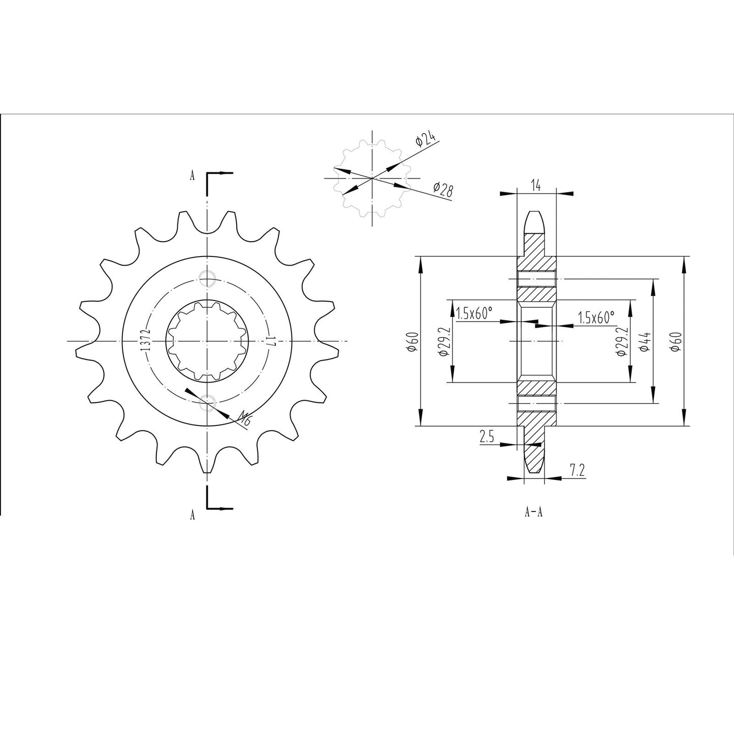 BikeMaster Front Sprocket 525 - 17-Tooth 151 372 17_130715