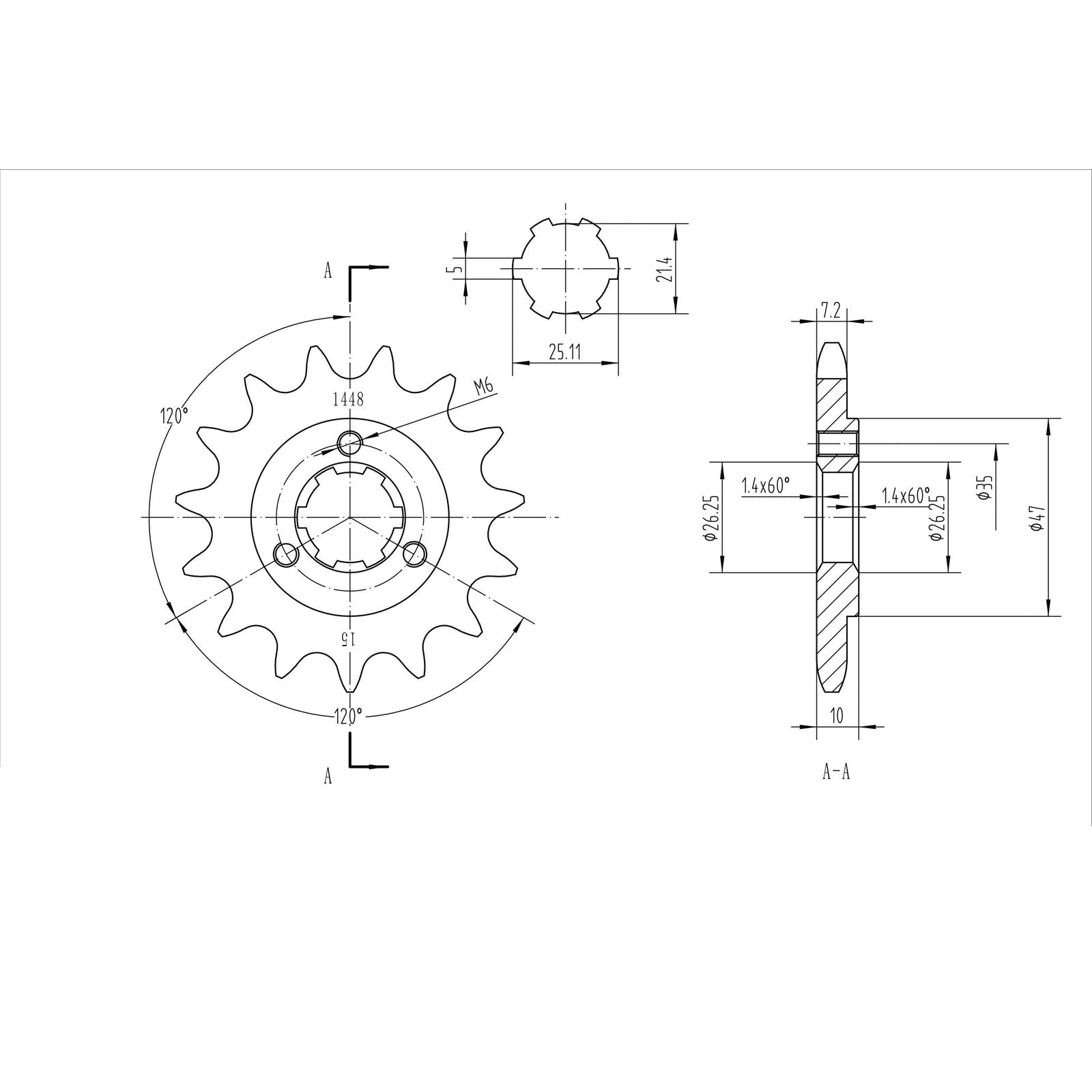 BikeMaster Front Sprocket 525 - 15-Tooth 151 448 15_130717
