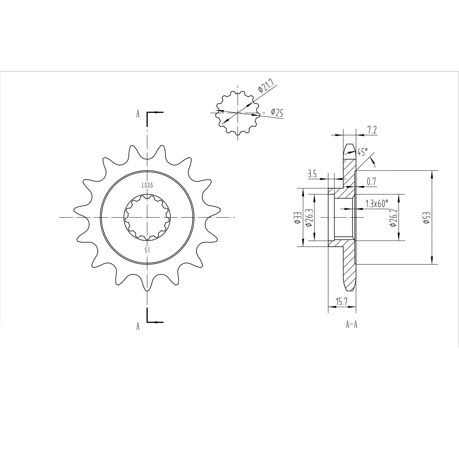 BikeMaster Front Sprocket 525 - 15-Tooth 151 535 15_130721