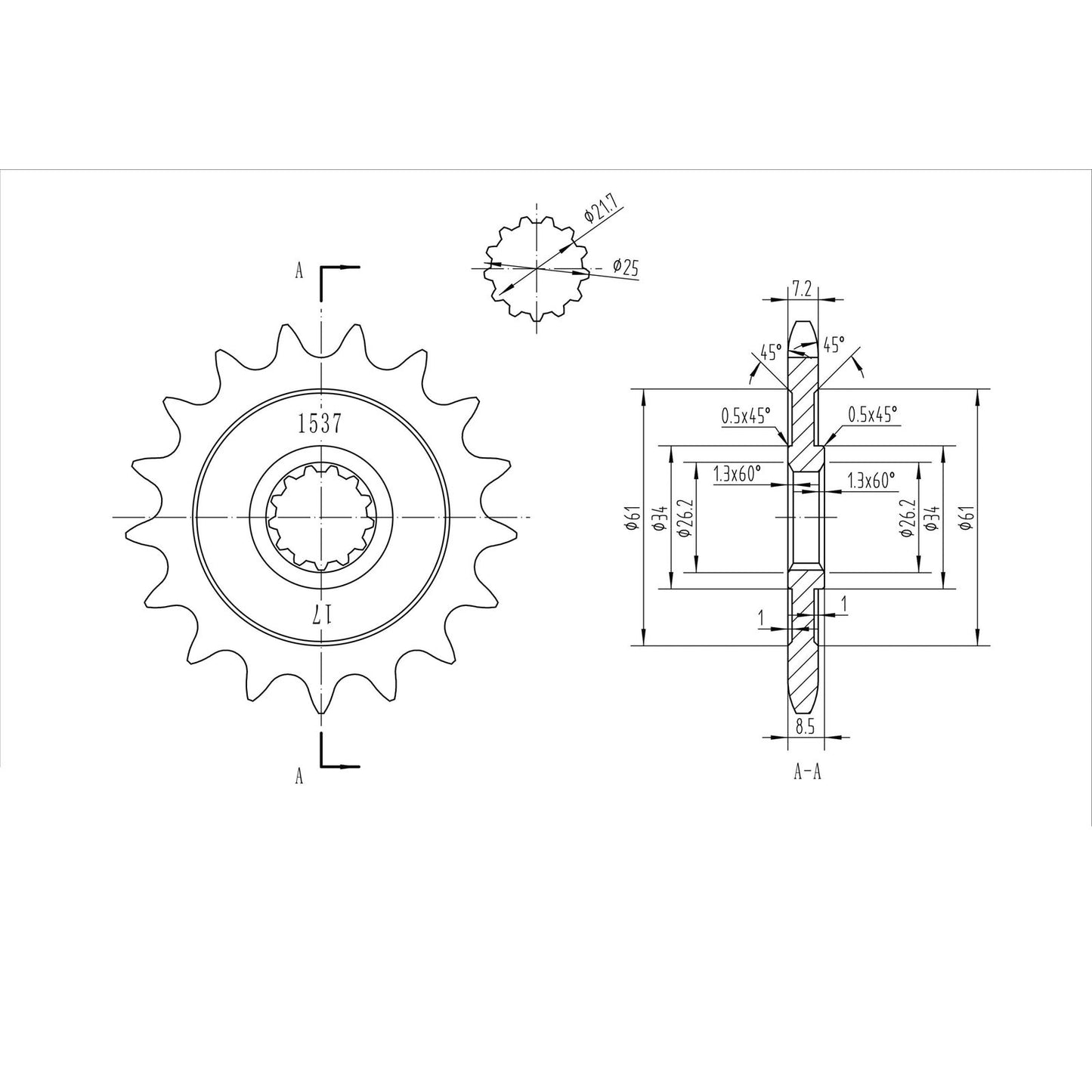 BikeMaster Front Sprocket 525 - 17-Tooth 151 537 17_130726
