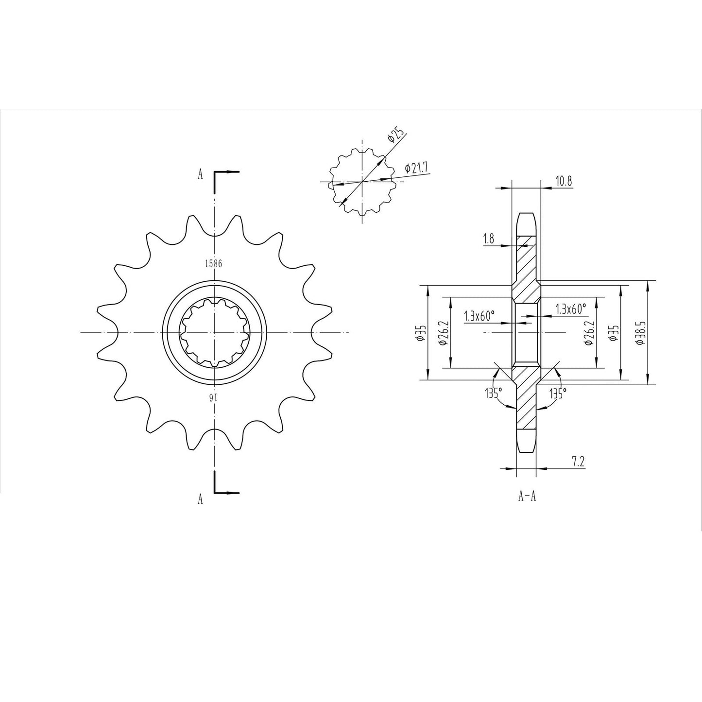 BikeMaster Front Sprocket 525 - 16-Tooth 151 586 16_130728