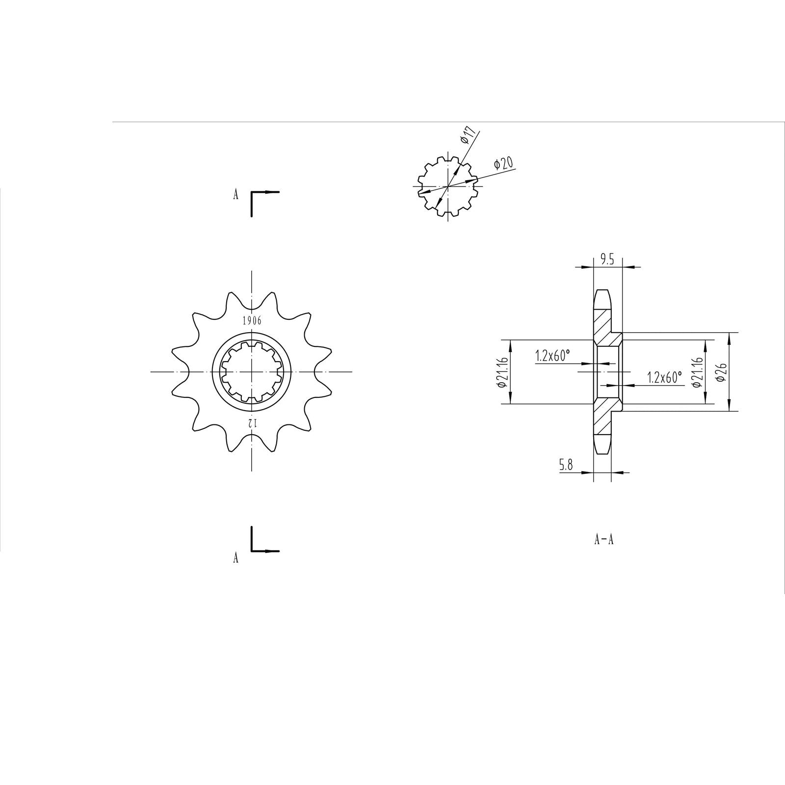 BikeMaster Front Sprocket 420 - 12-Tooth 121 906 12_130735