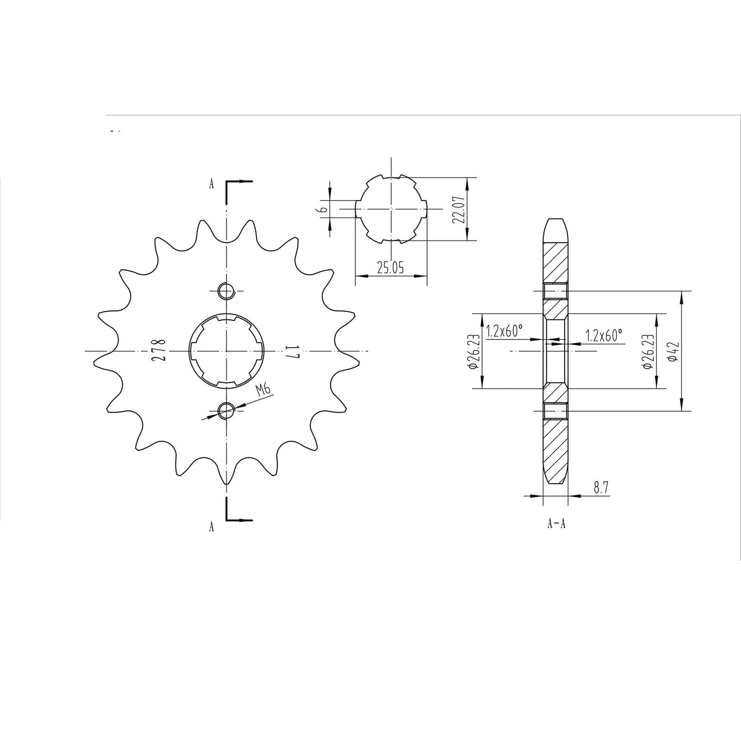 BikeMaster Front Sprocket 530 - 17-Tooth 160 278 17_130742