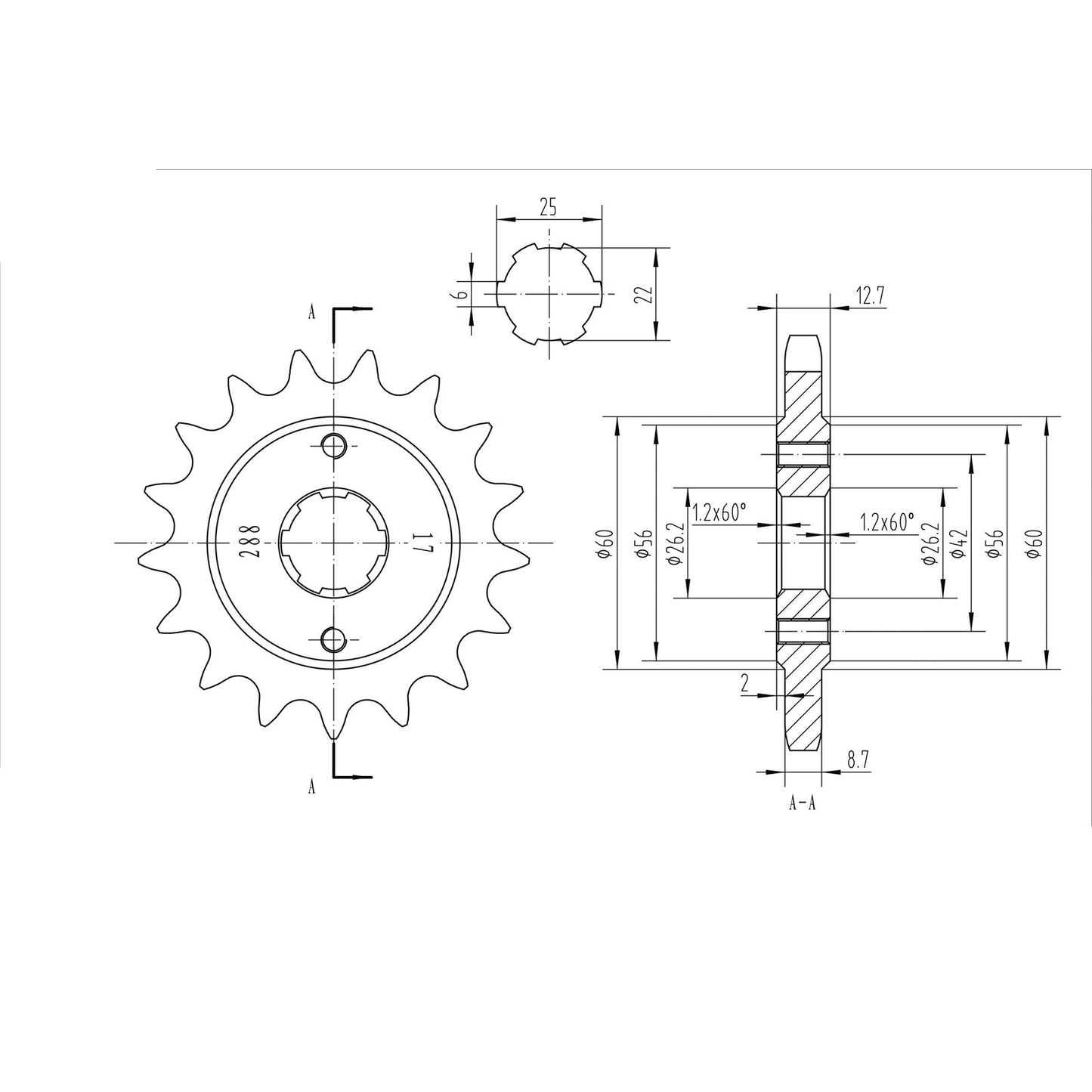 BikeMaster Front Sprocket 530 - 17-Tooth 160 288 17_130745