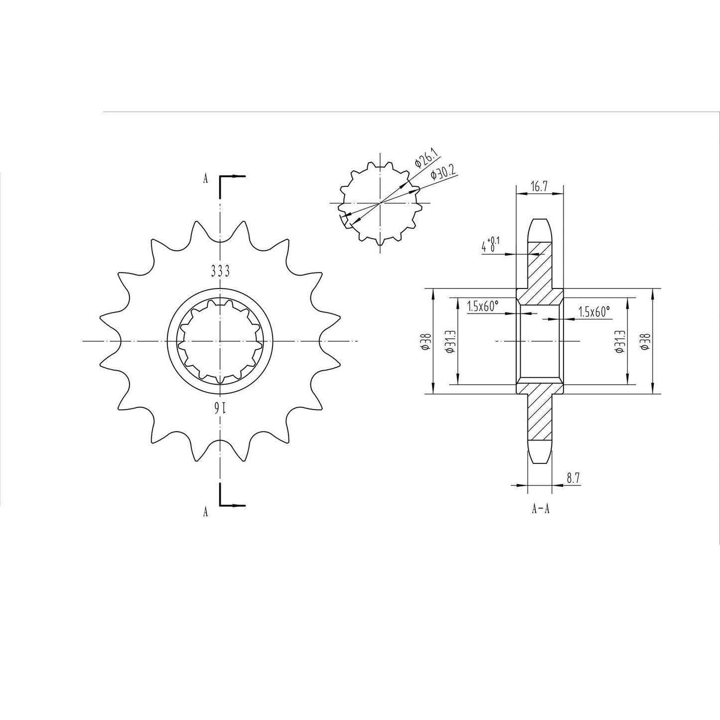 BikeMaster Front Sprocket 530 - 16-Tooth 160 333 16_130752