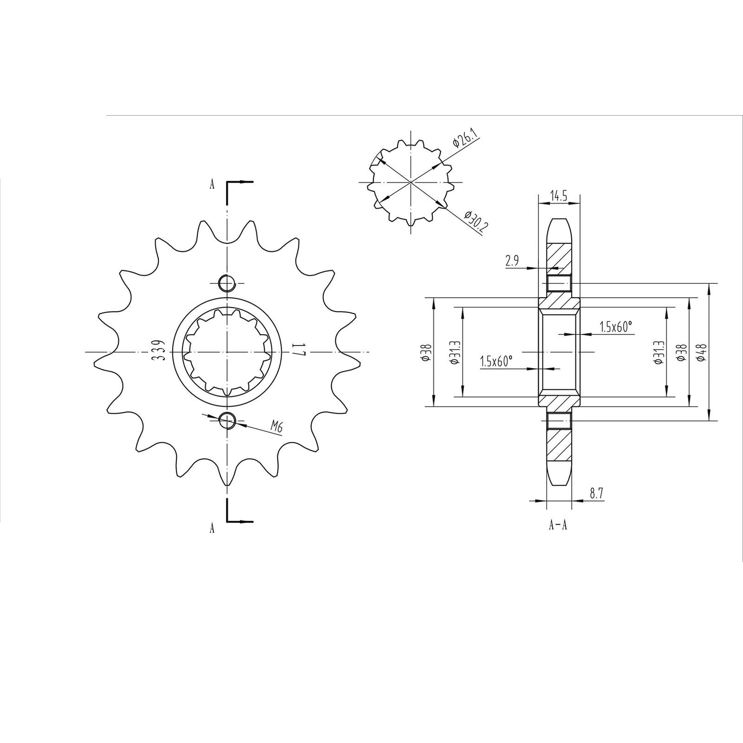 BikeMaster Front Sprocket 530 - 17-Tooth 160 339 17_130757
