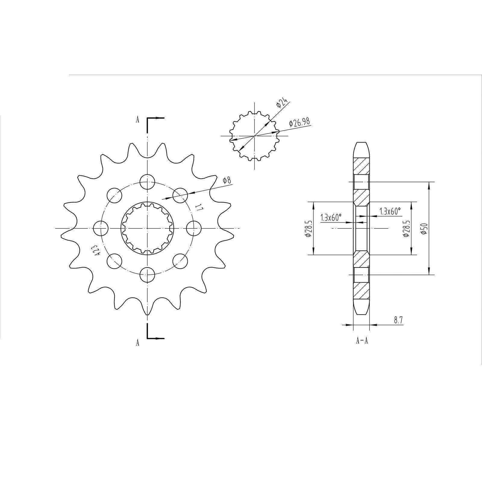 BikeMaster Front Sprocket 530 - 17-Tooth 160 423 17_130762