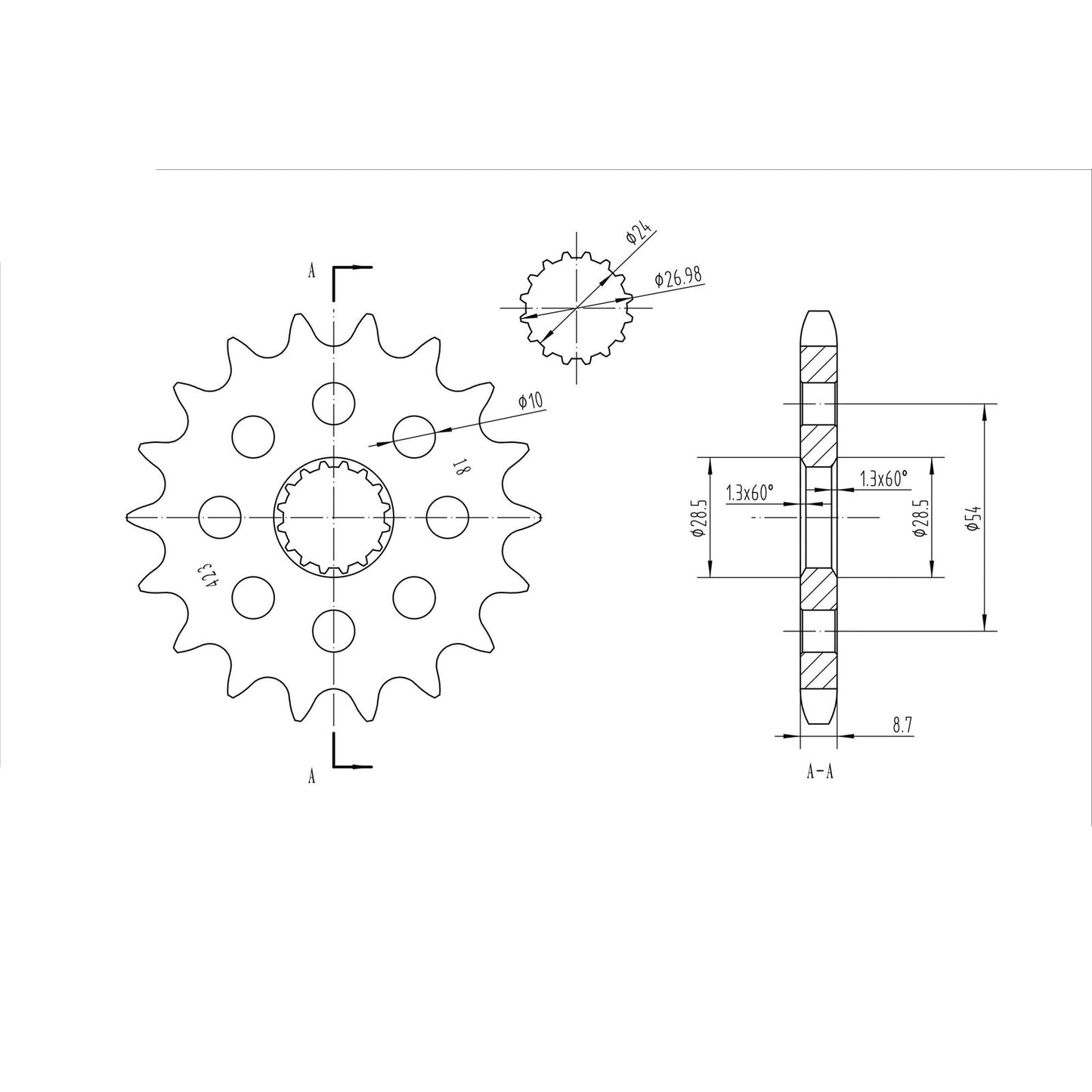 BikeMaster Front Sprocket 530 - 18-Tooth 160 423 18_130764
