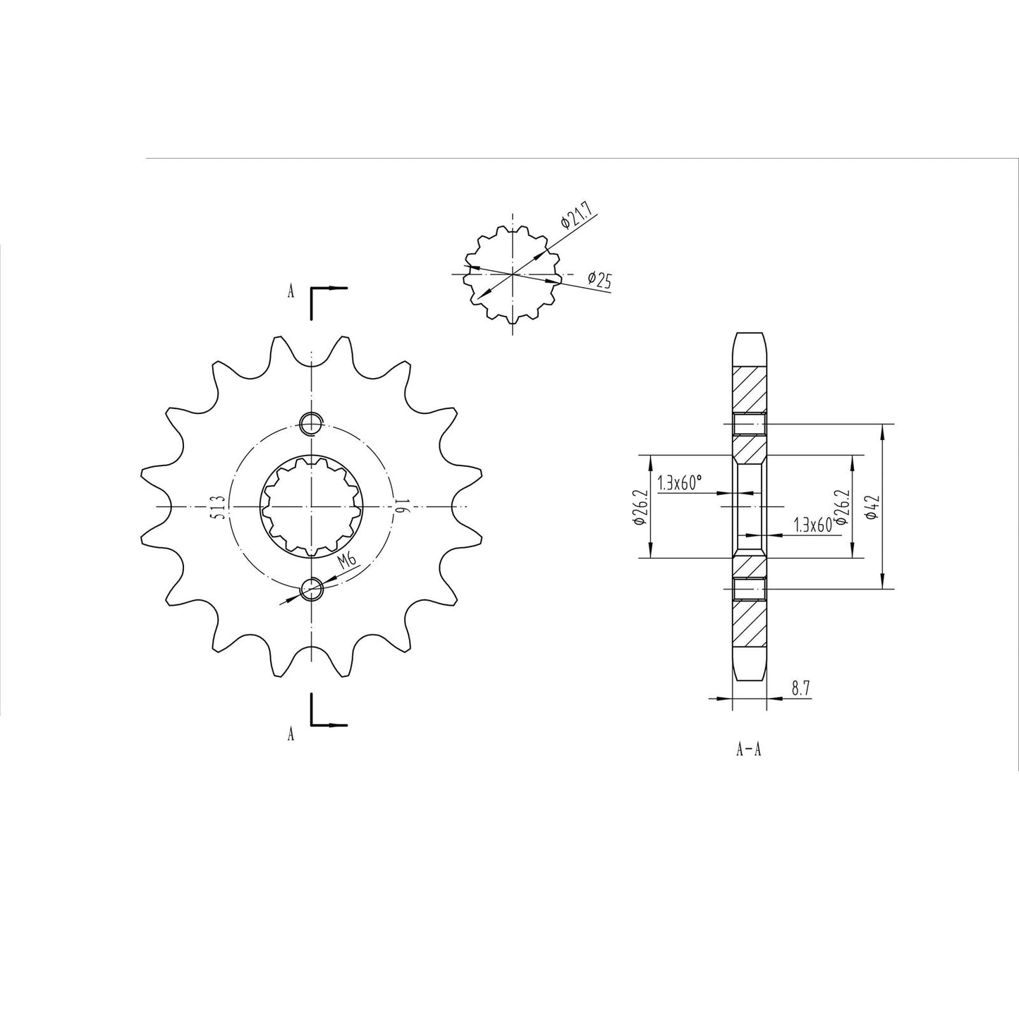 BikeMaster Front Sprocket 530 - 16-Tooth 160 513 16_130770