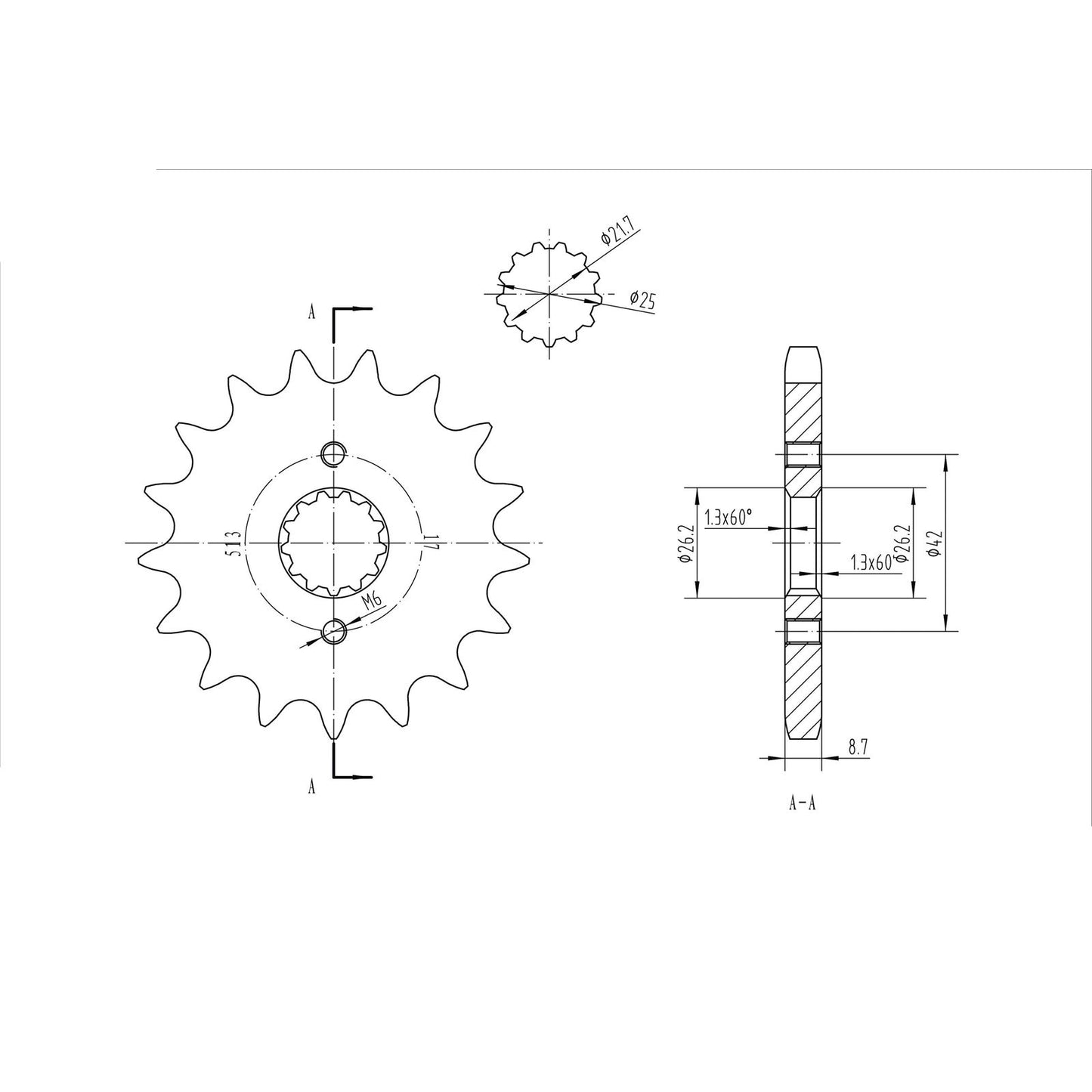 BikeMaster Front Sprocket 530 - 17-Tooth 160 513 17_130771
