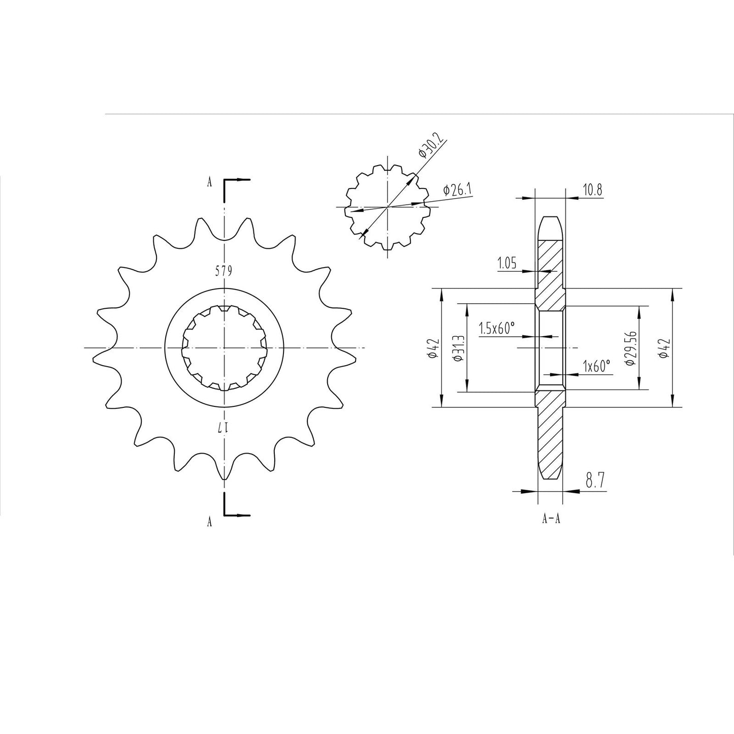 BikeMaster Front Sprocket 530 - 17-Tooth 160 579 17_130792