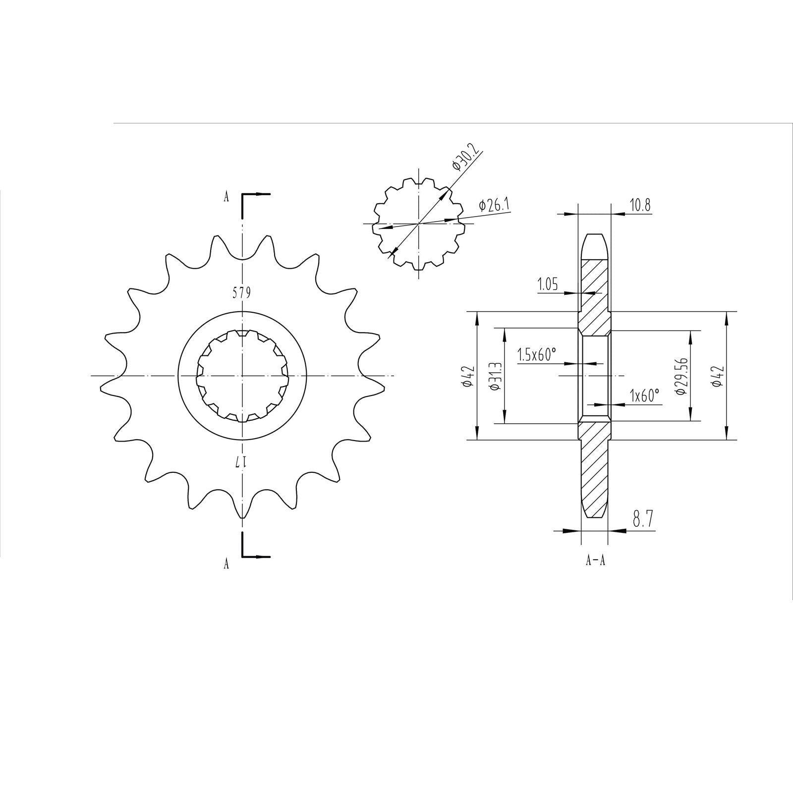 BikeMaster Front Sprocket 530 - 17-Tooth 160 579 17_130792