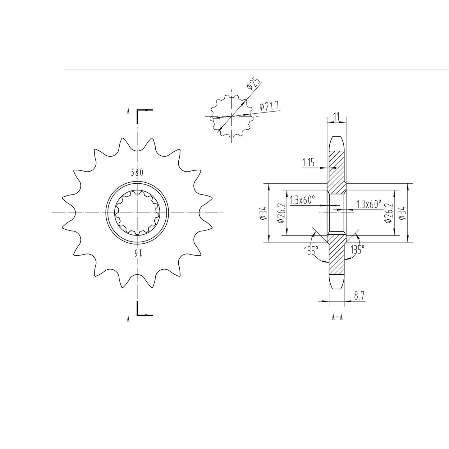 BikeMaster Front Sprocket 530 - 16-Tooth 160 580 16_130793