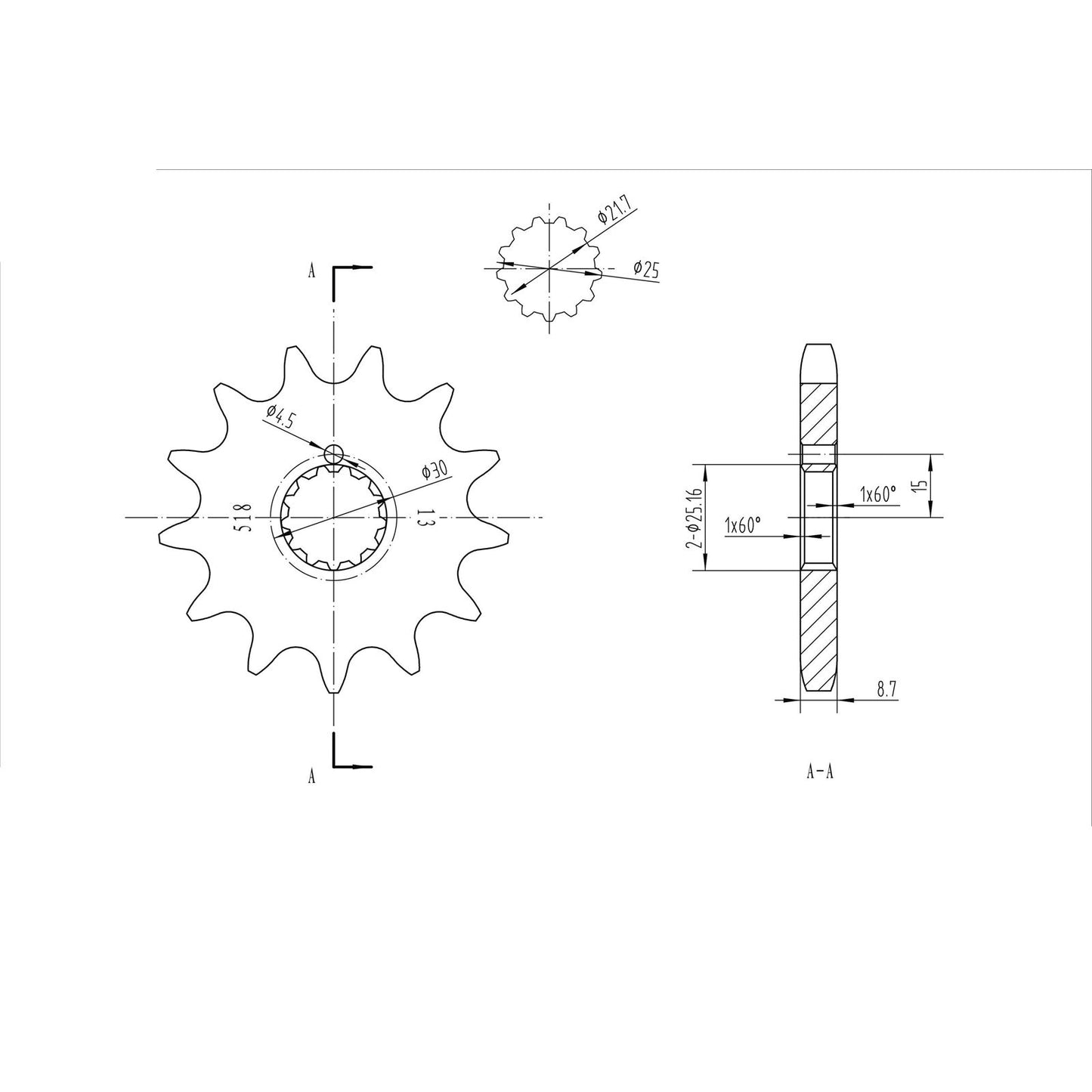 BikeMaster Front Sprocket 630 - 13-Tooth 180 518 13_130808