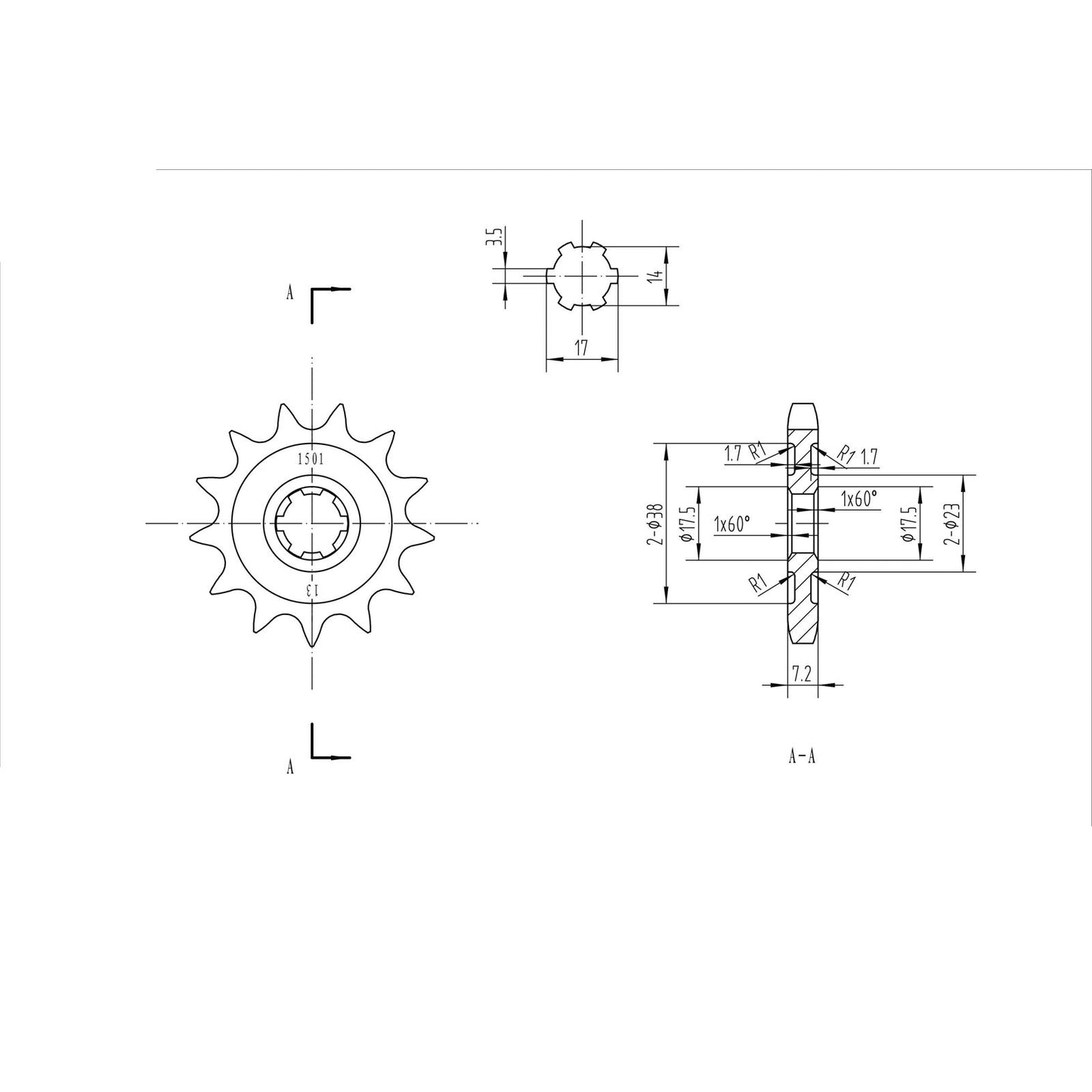 BikeMaster Front Sprocket 428 - 13-Tooth [MPN: 131 501 13]_130827