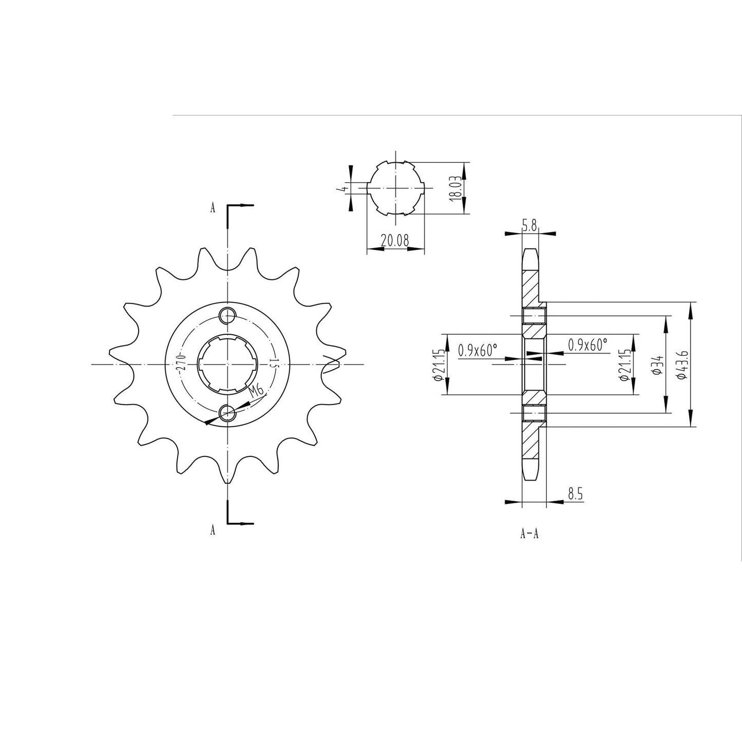 BikeMaster Front Sprocket 520 - 15-Tooth 140 270 15_130832