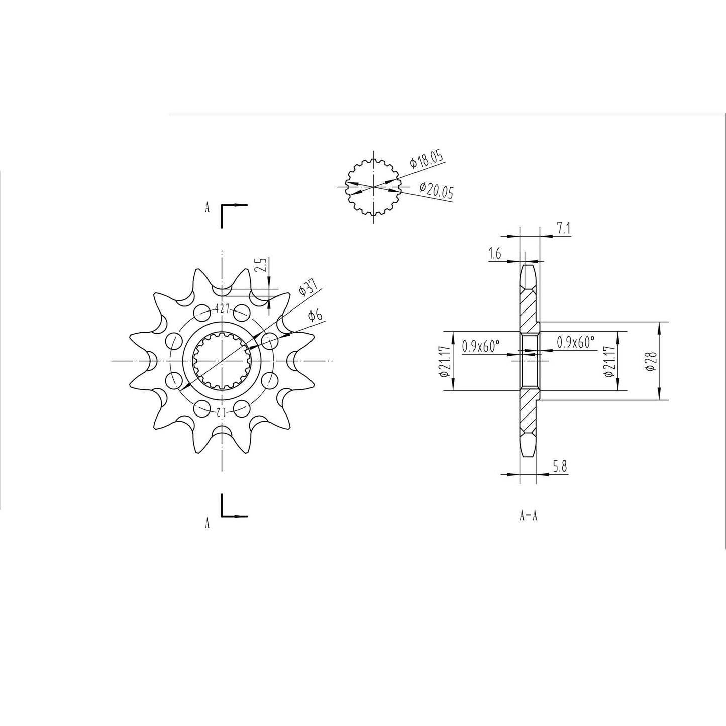 BikeMaster Front Sprocket 520 - 12-Tooth 140 427 12+_130835