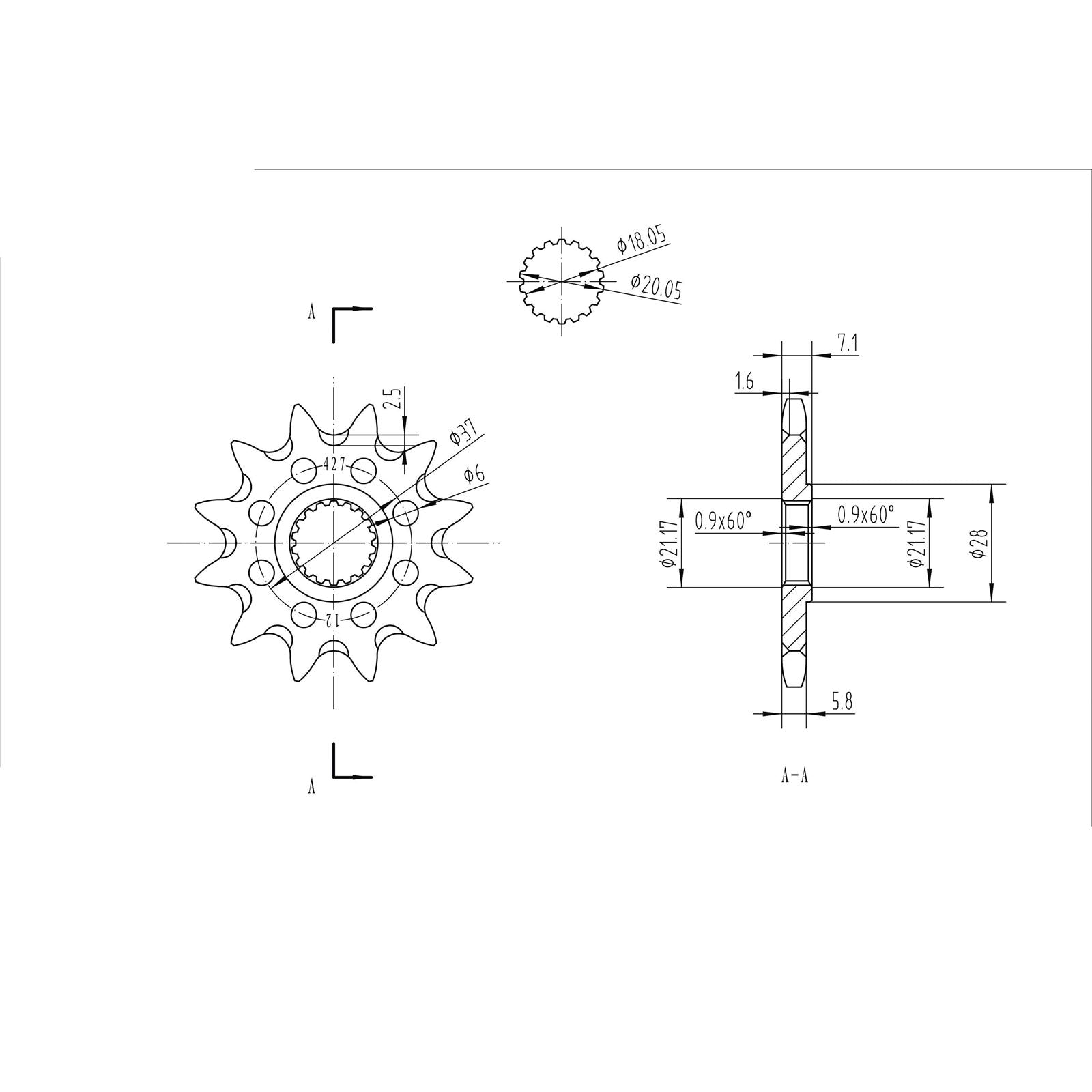 BikeMaster Front Sprocket 520 - 12-Tooth 140 427 12+_130835