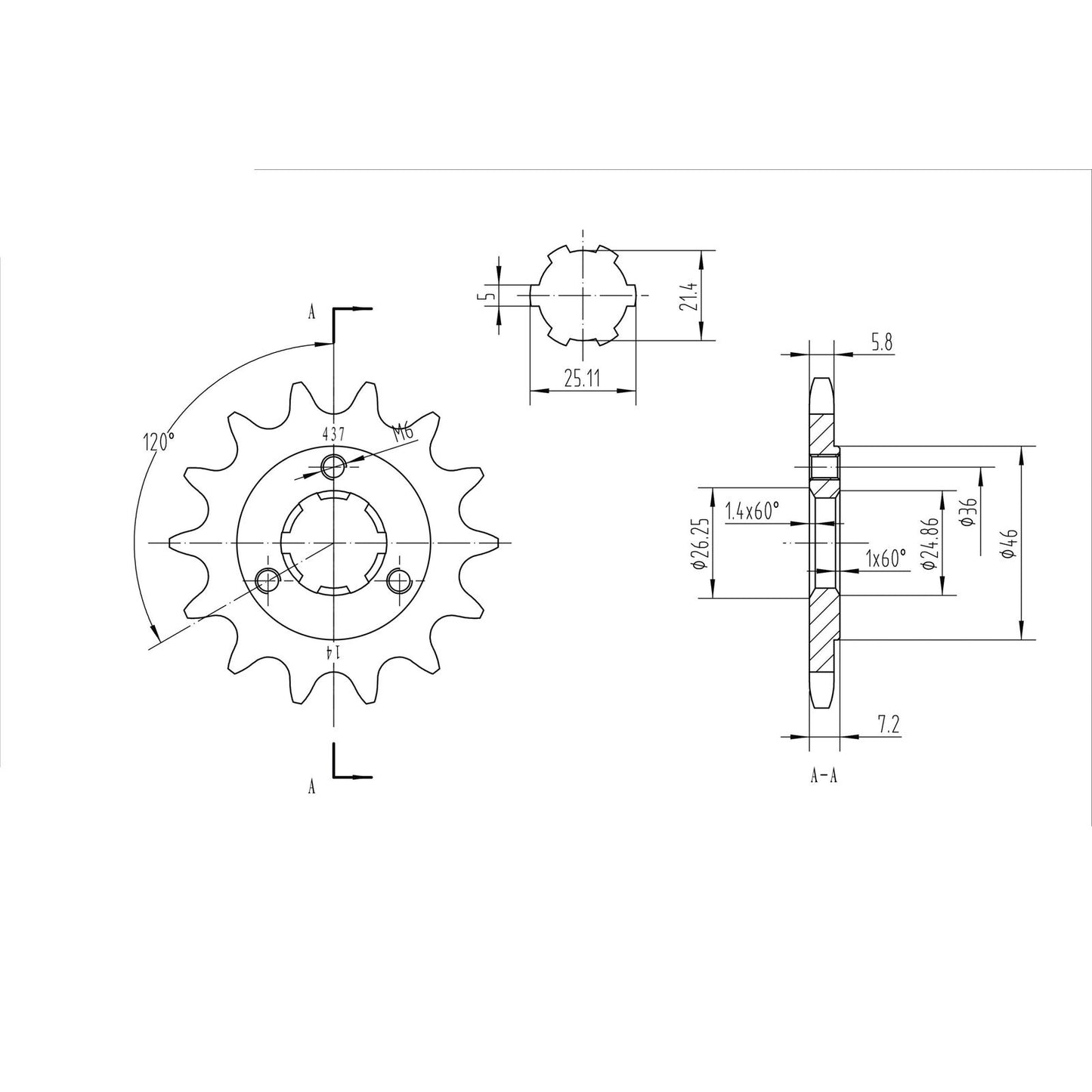 BikeMaster Front Sprocket 520 - 14-Tooth 140 437 14_130840
