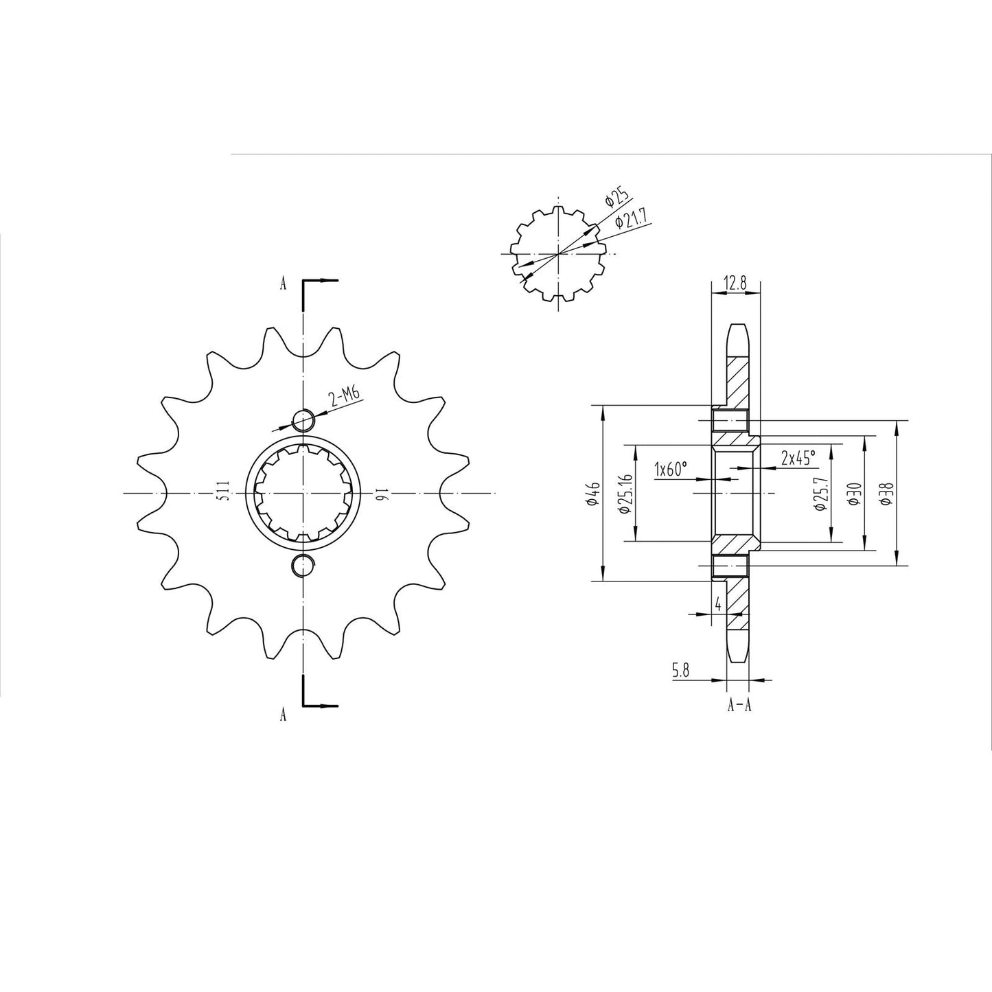 BikeMaster Front Sprocket 520 - 16-Tooth 140 511 16_130844