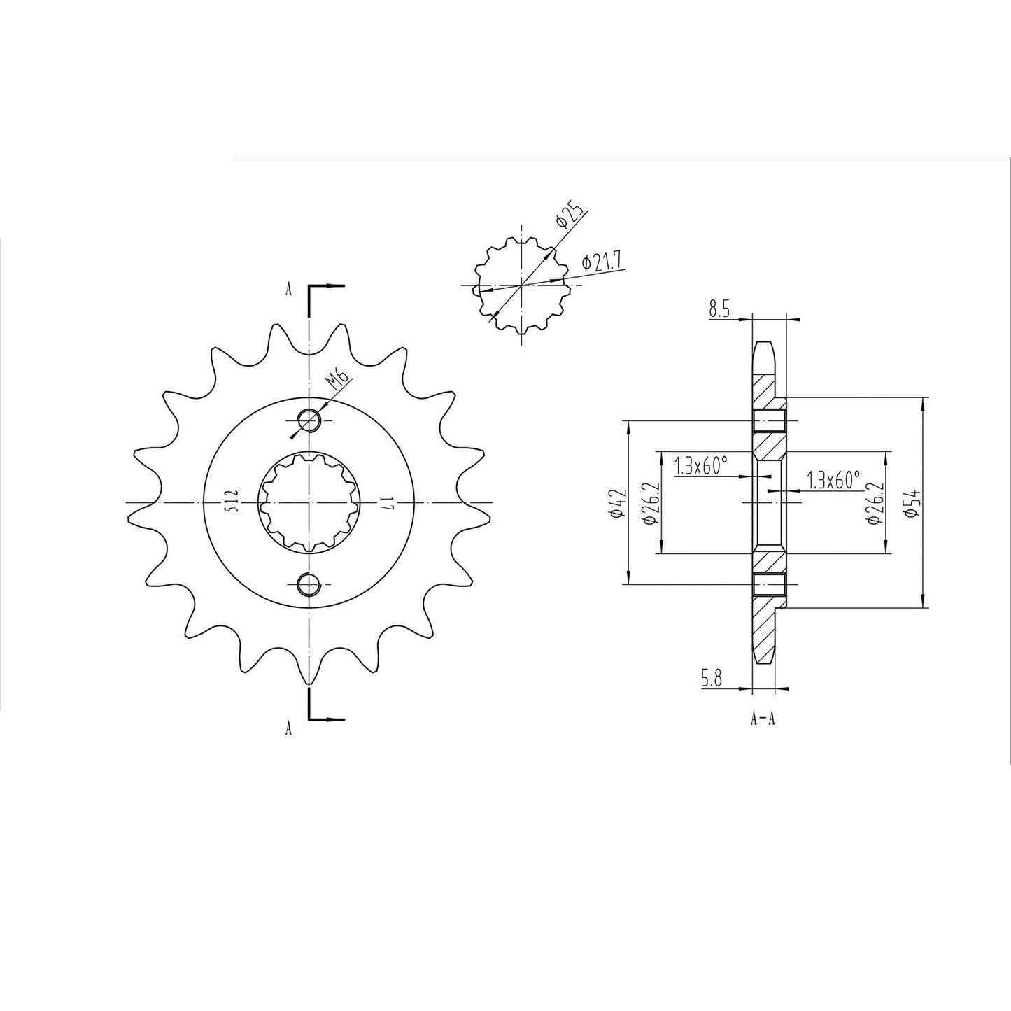 BikeMaster Front Sprocket 520 - 17-Tooth 140 512 17_130848