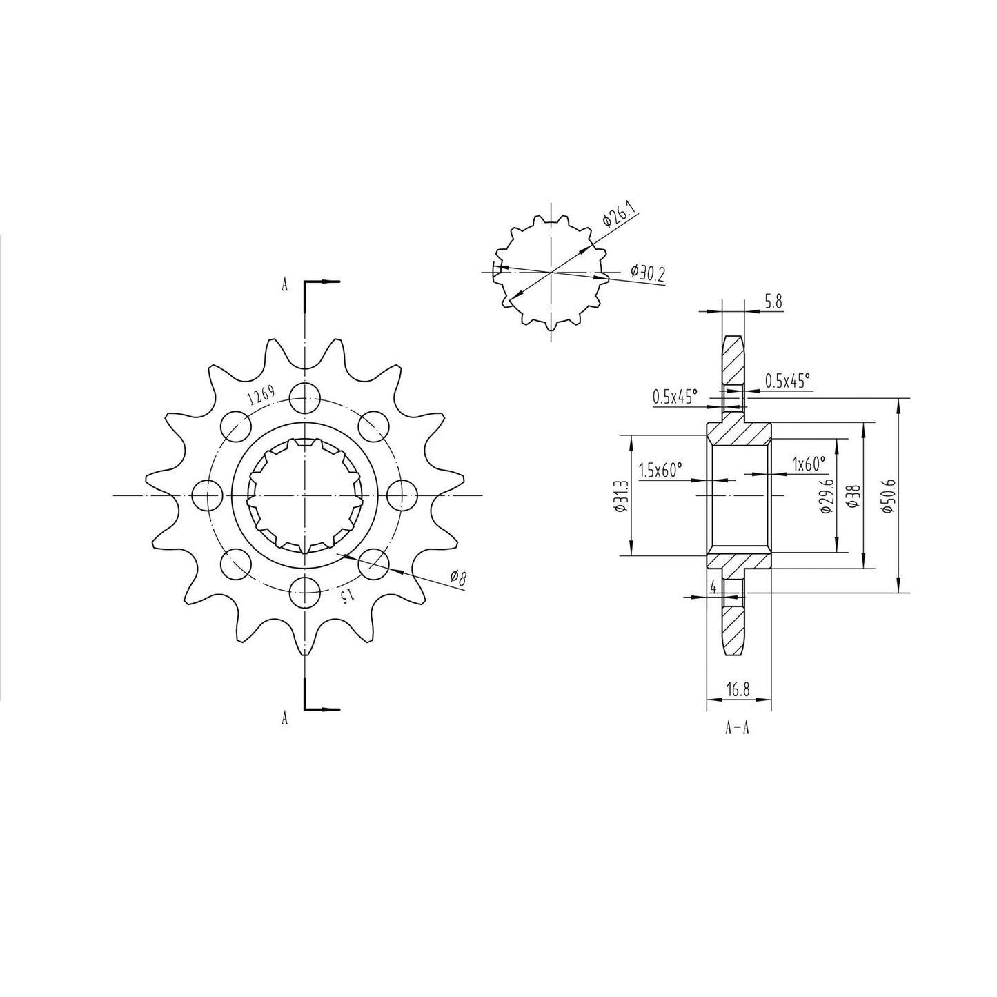 BikeMaster Front Sprocket 520 - 15-Tooth 141 269 15_130851