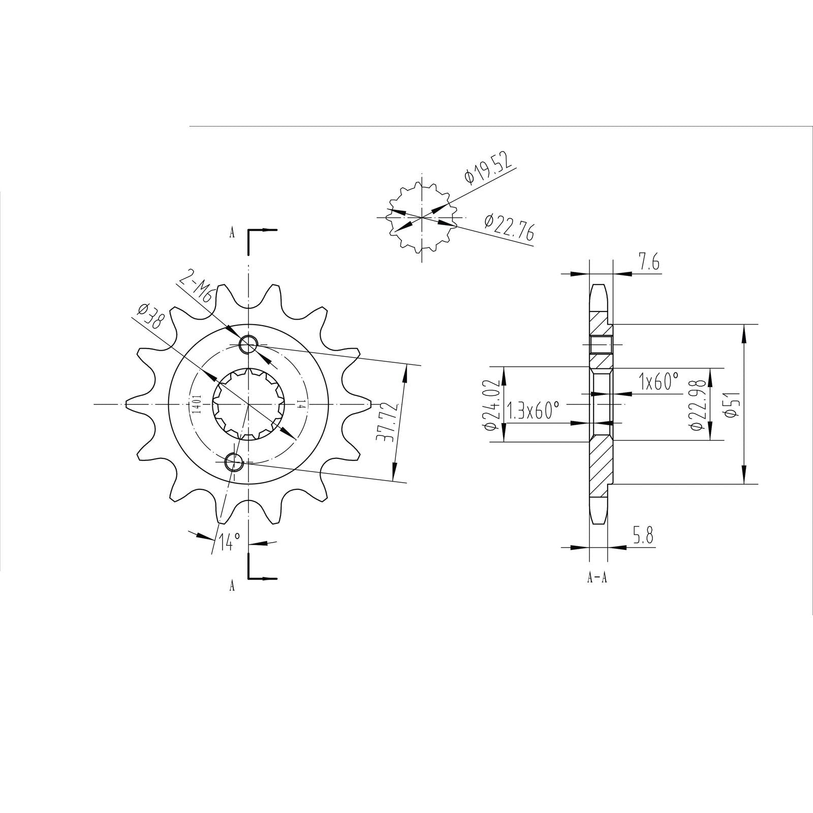 BikeMaster Front Sprocket 520 - 14-Tooth 141 401 14_130857