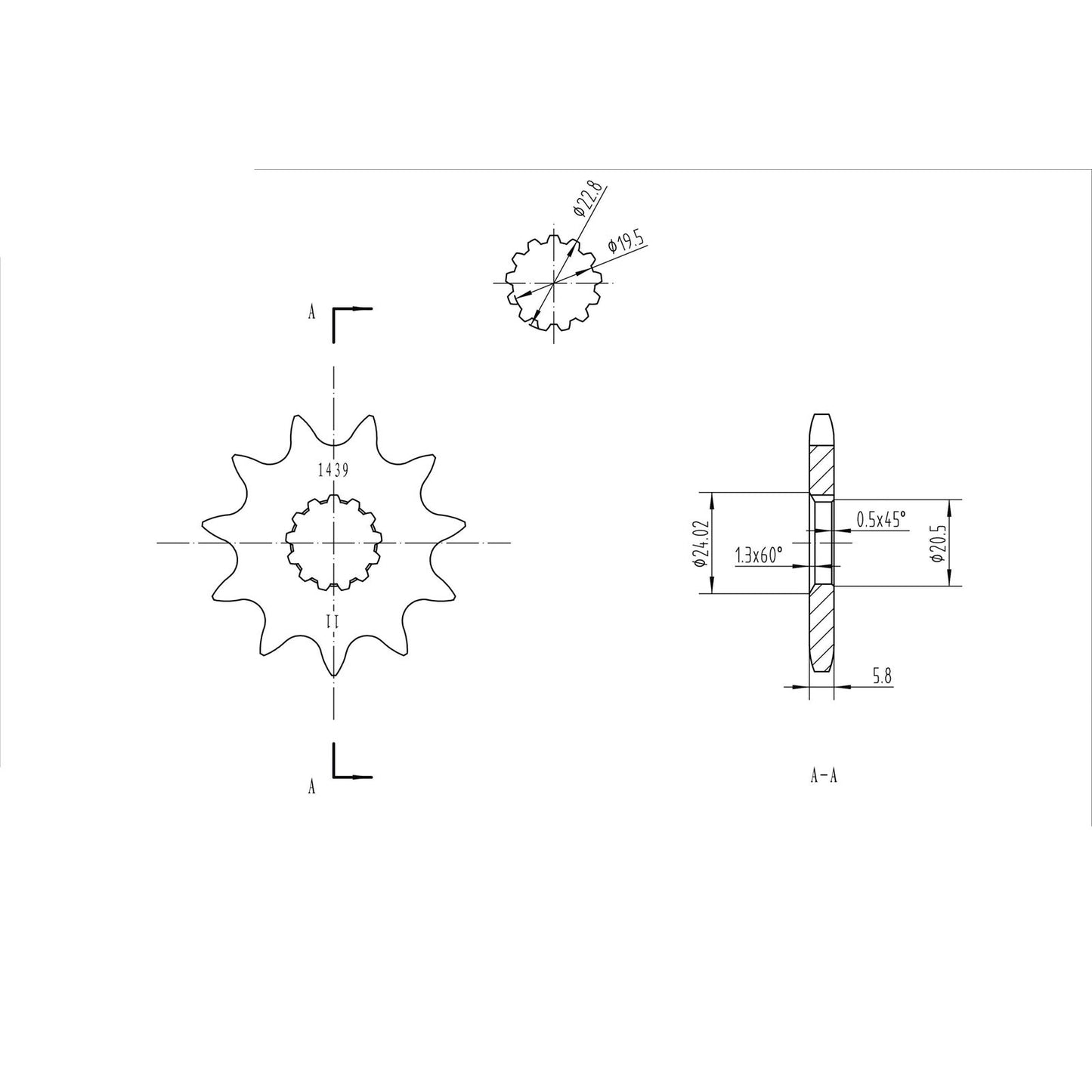 BikeMaster Front Sprocket 520 - 11-Tooth 141 439 11_130859