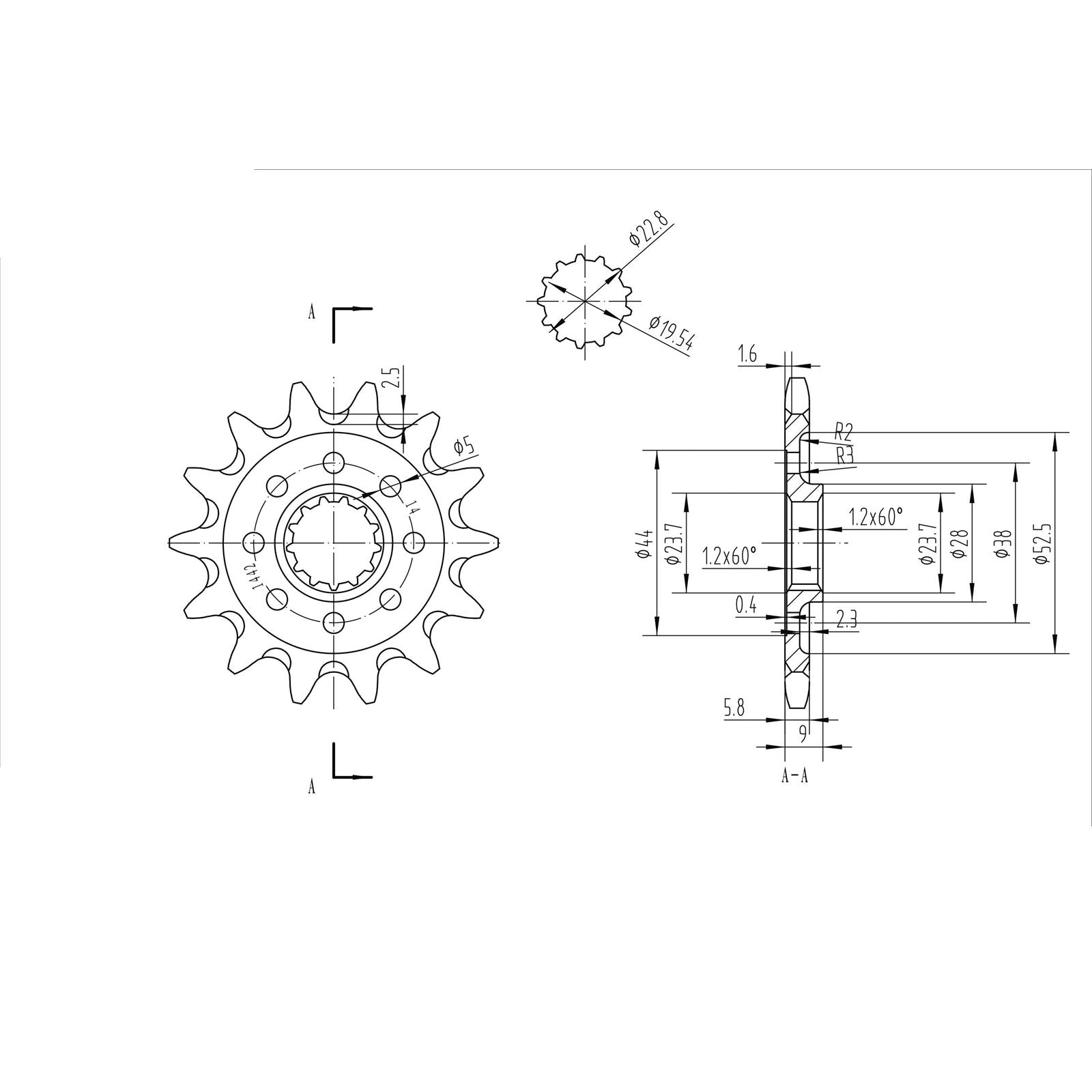 BikeMaster Front Sprocket 520 - 14-Tooth 141 442 14+_130862