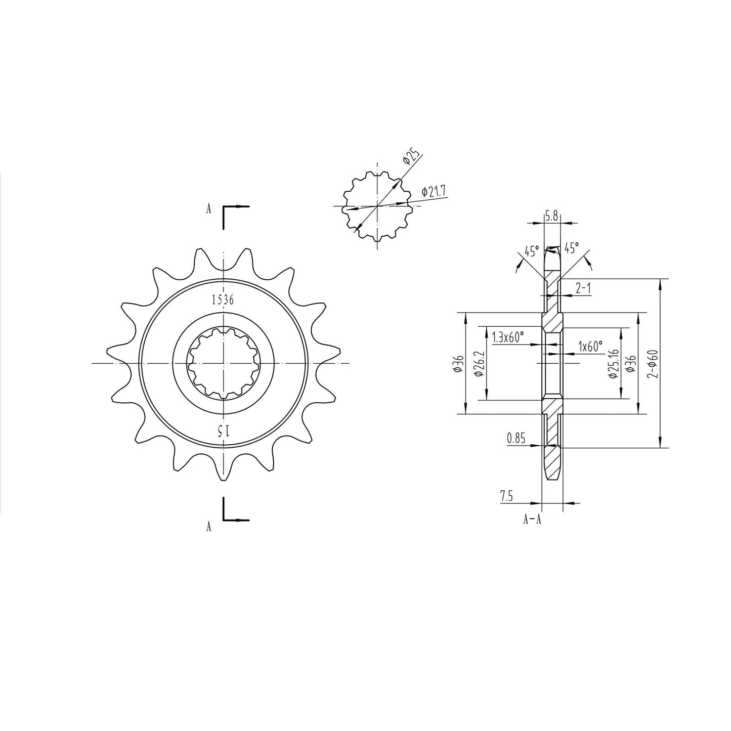 BikeMaster Front Sprocket 520 - 15-Tooth 141 536 15_130870