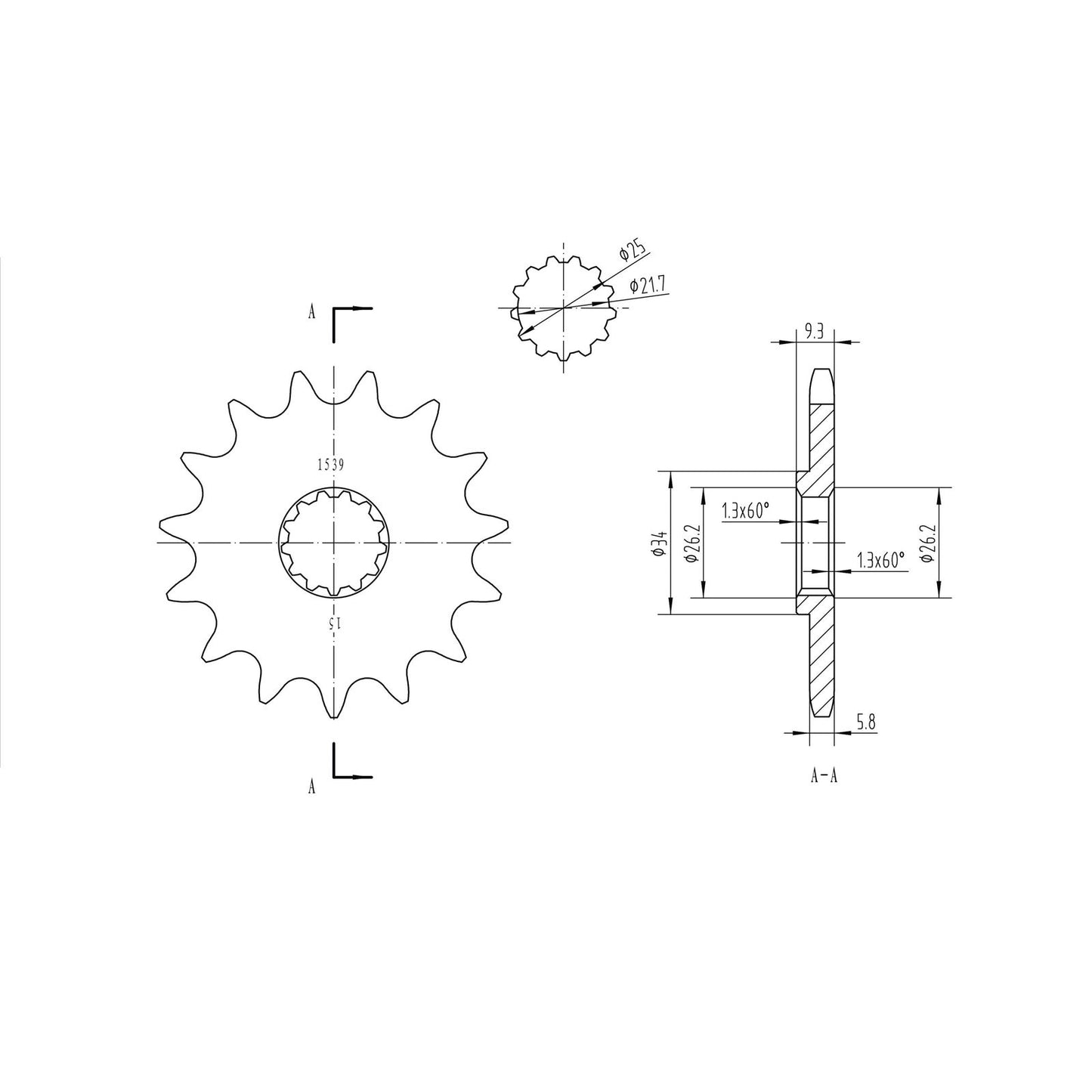 BikeMaster Front Sprocket 520 - 15-Tooth 141 539 15_130873