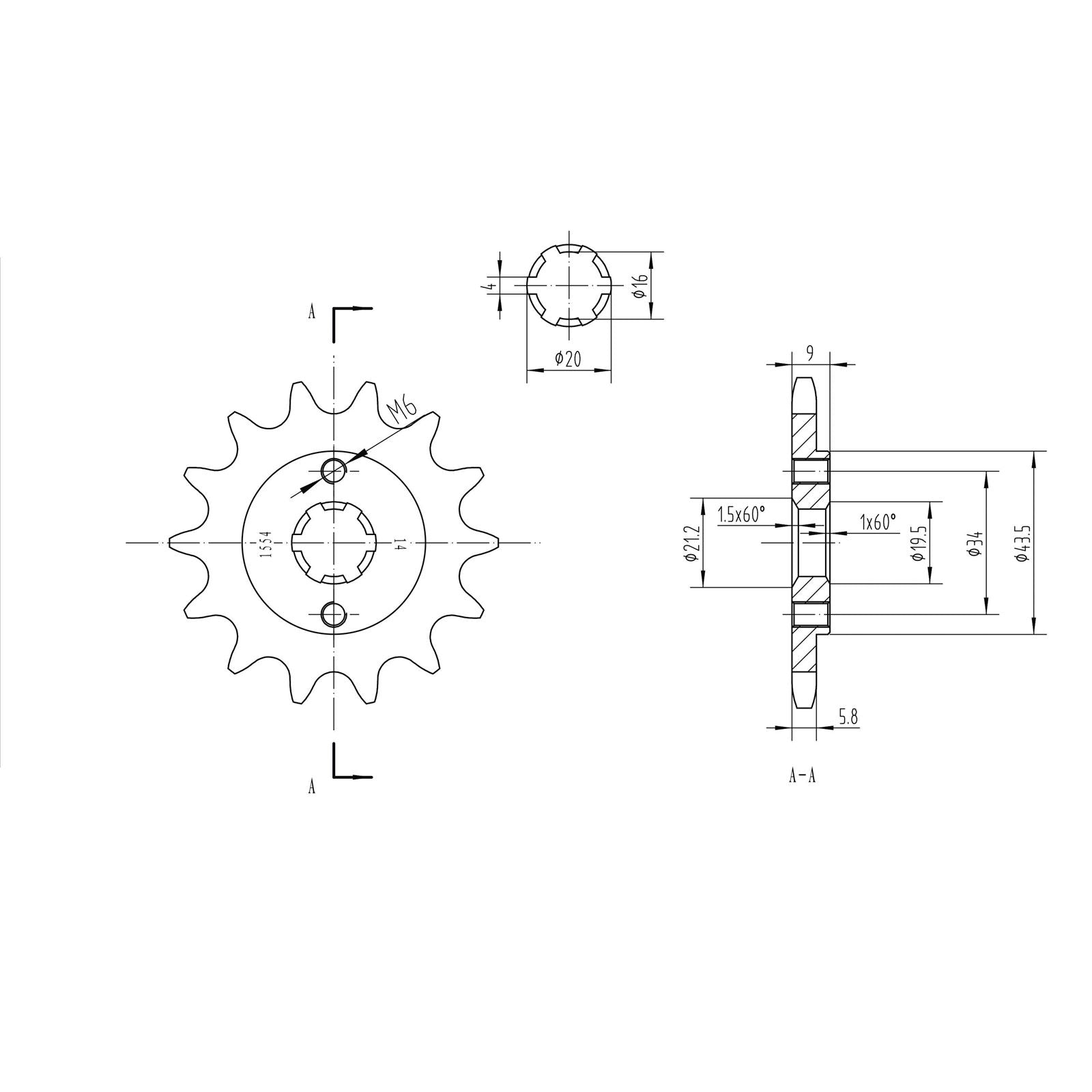 BikeMaster Front Sprocket 520 - 14-Tooth 141 554 14_130875