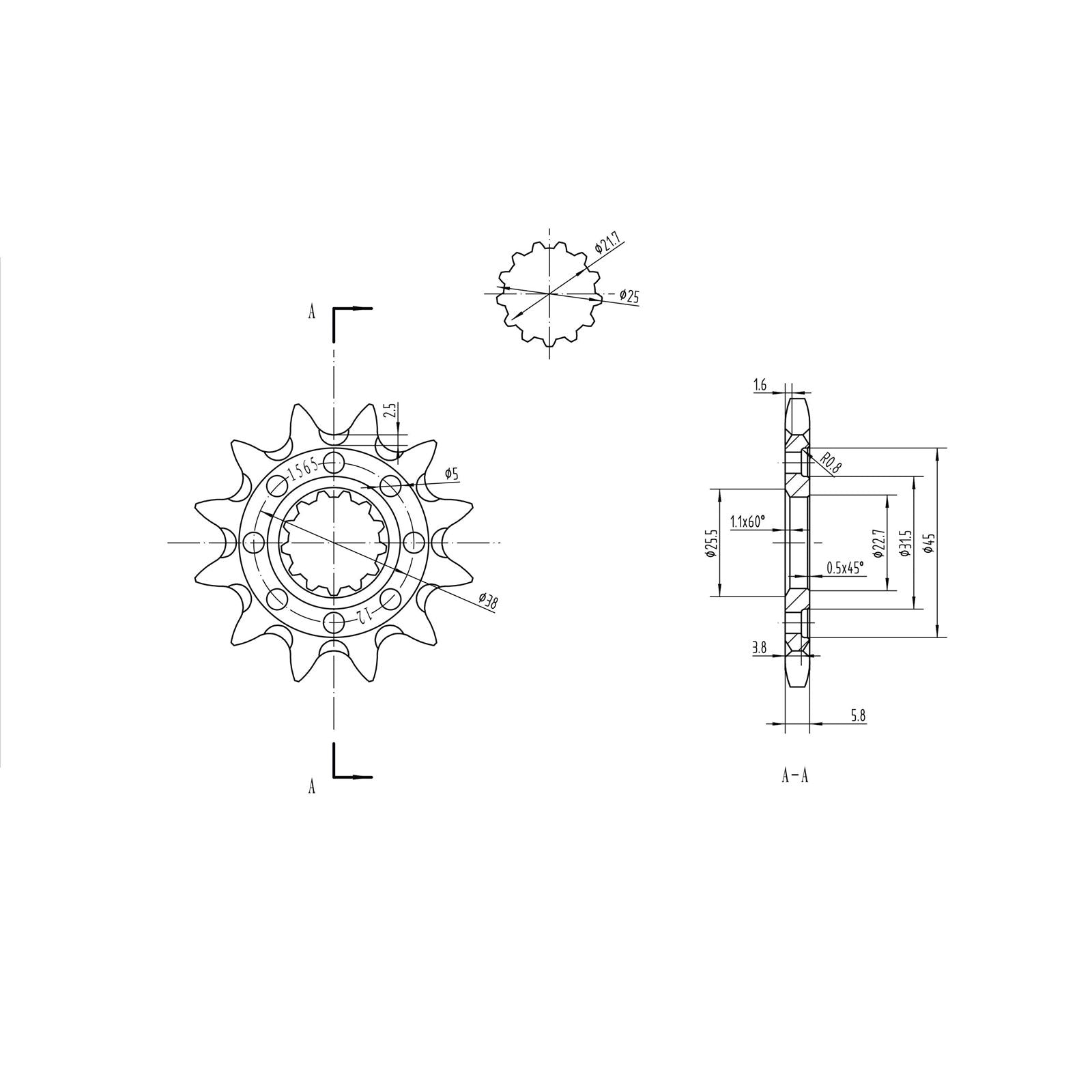 BikeMaster Front Sprocket 520 - 12-Tooth 141 565 12+_130876