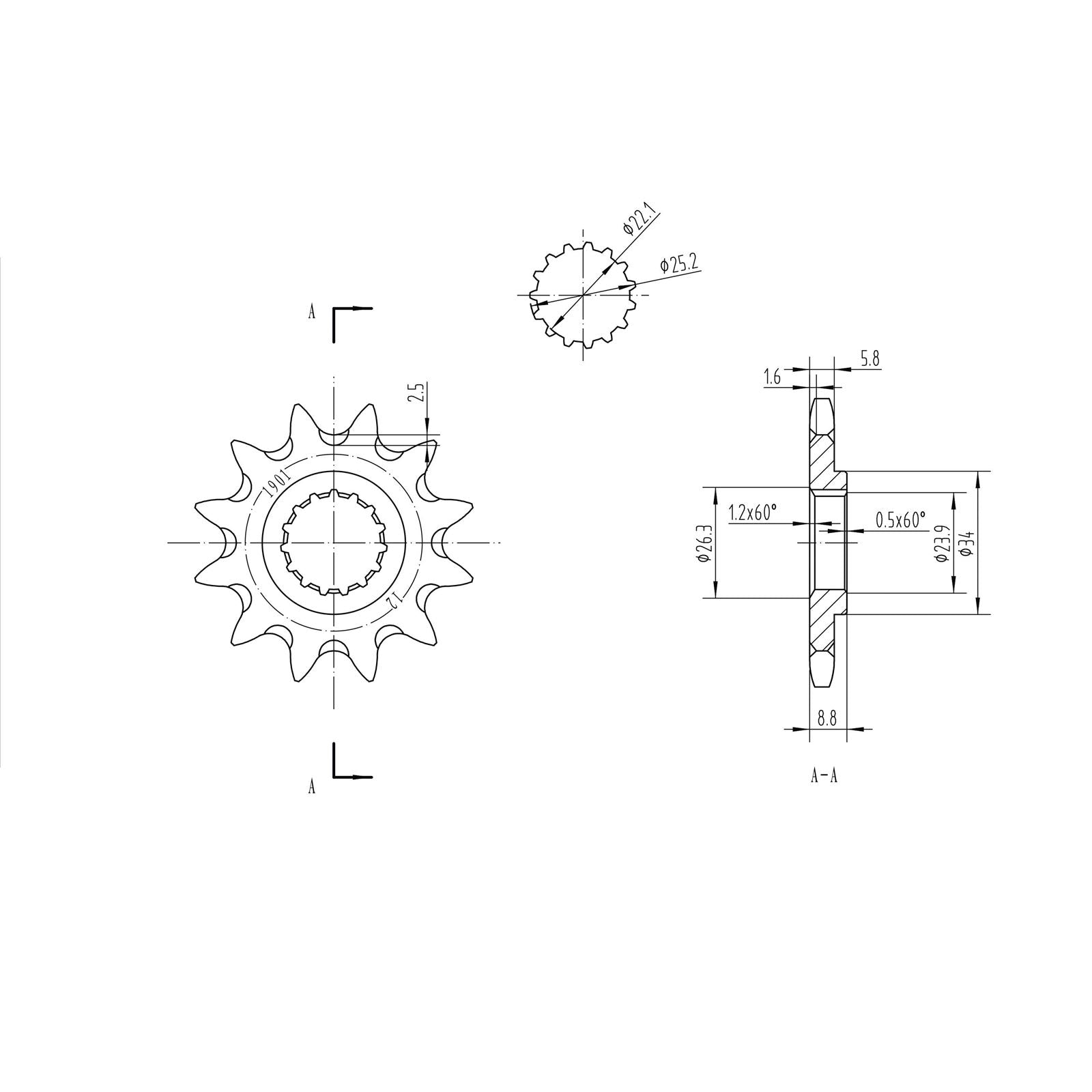 BikeMaster Front Sprocket 520 - 12-Tooth 141 901 12+_130888
