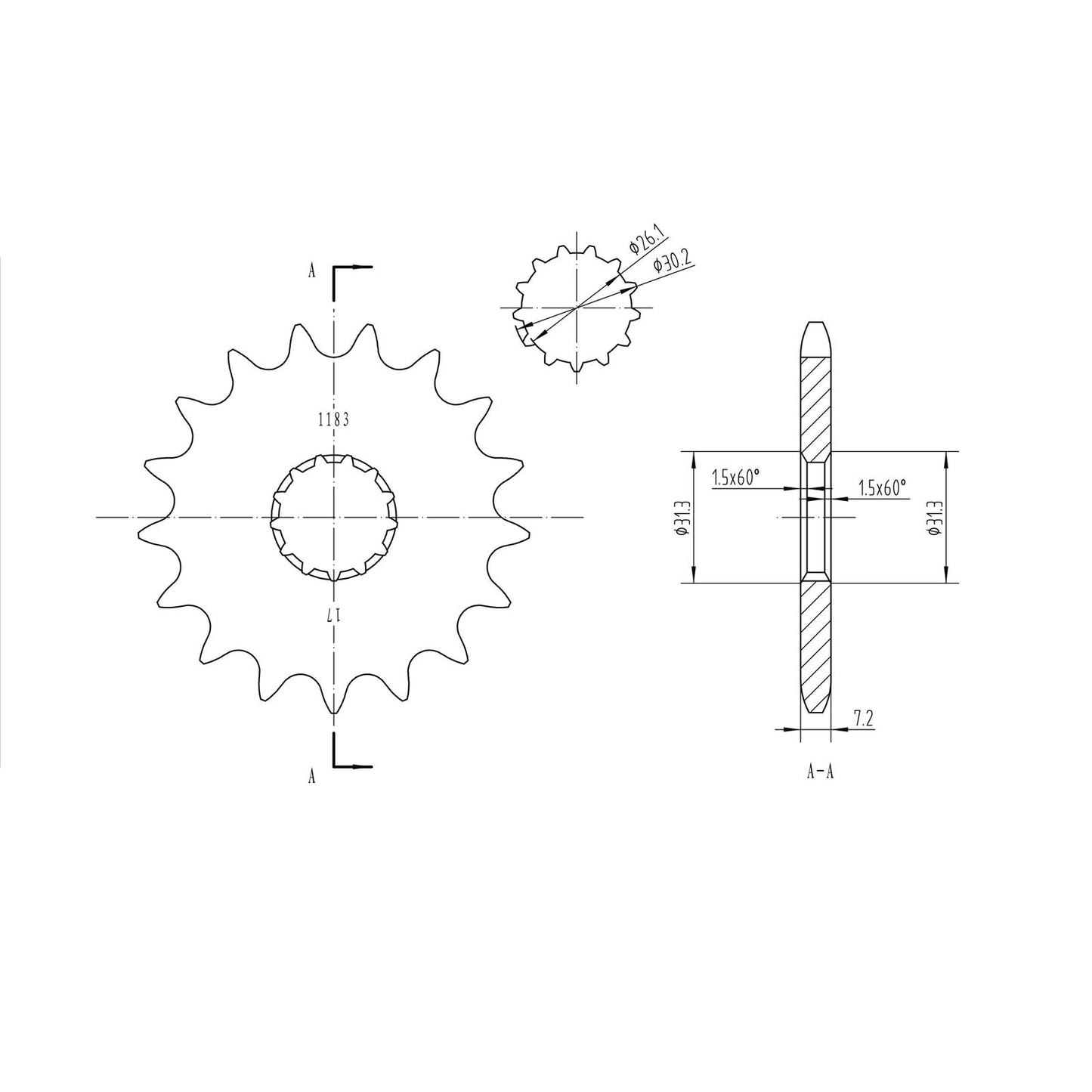 BikeMaster Front Sprocket 525 - 17-Tooth 151 183 17_130890