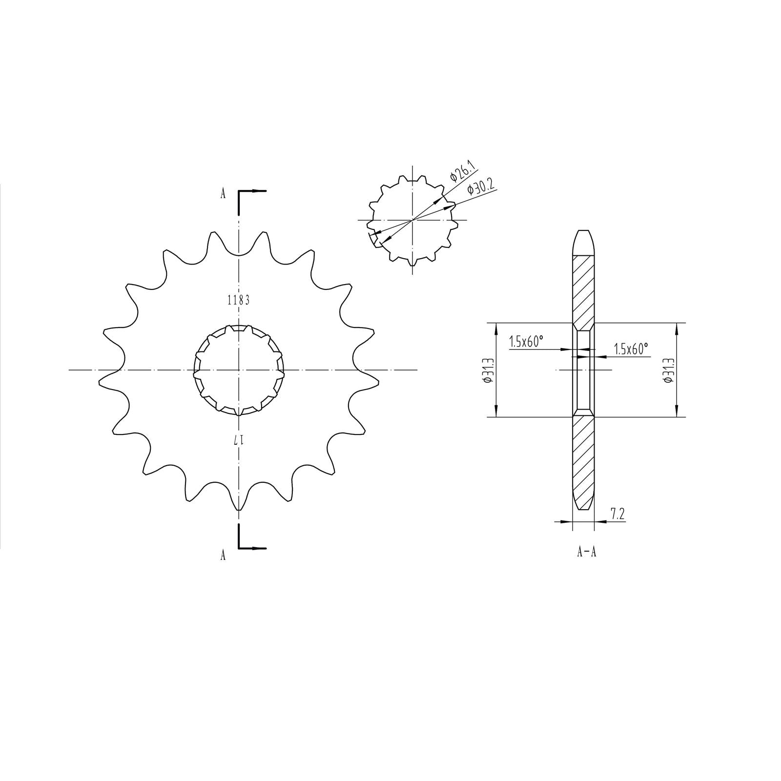 BikeMaster Front Sprocket 525 - 17-Tooth 151 183 17_130890