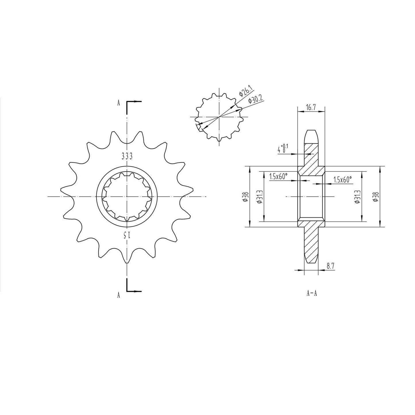 BikeMaster Front Sprocket 530 - 15-Tooth 160 333 15_130896