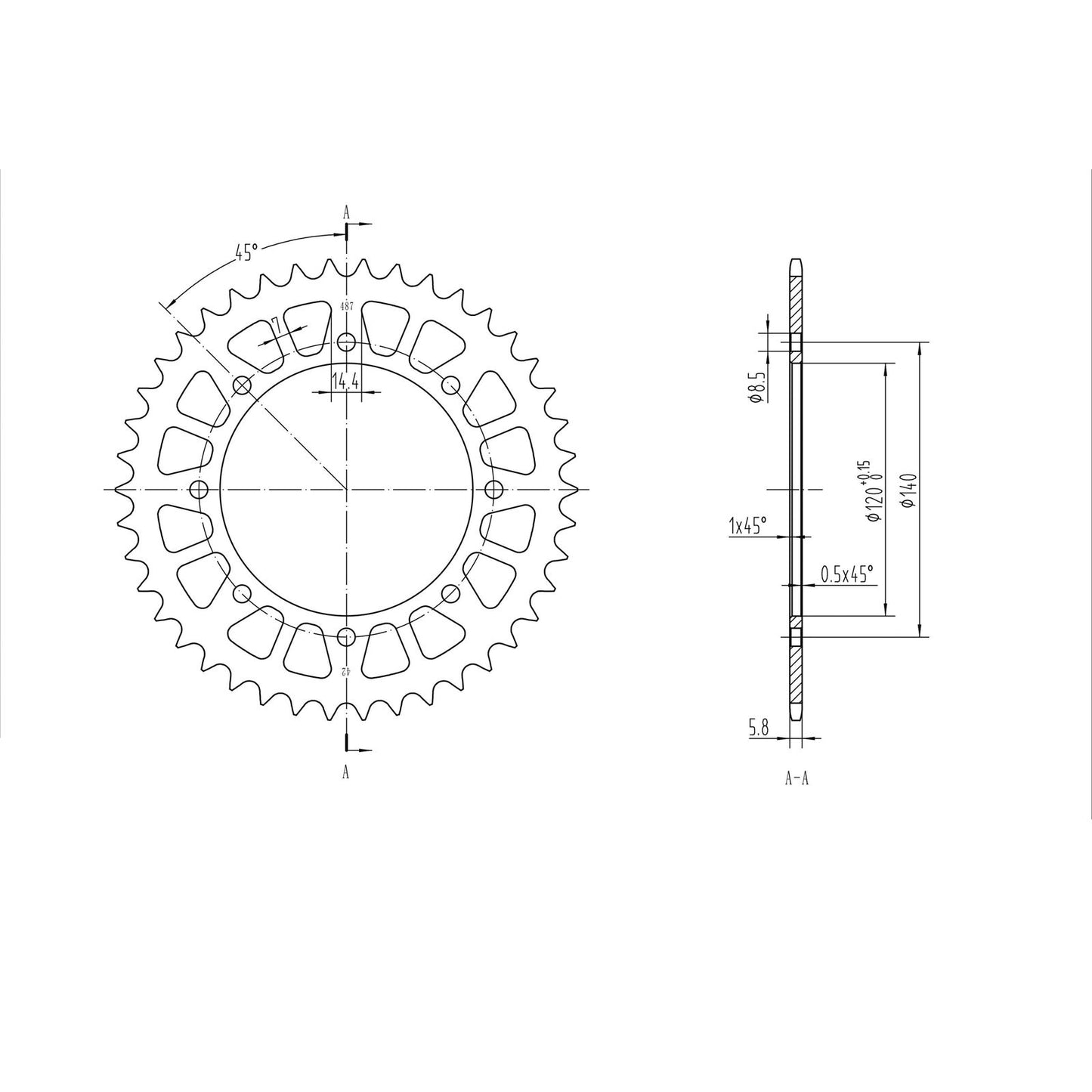 BikeMaster Rear Sprocket 520 - 42-Tooth 240 487 42_130908