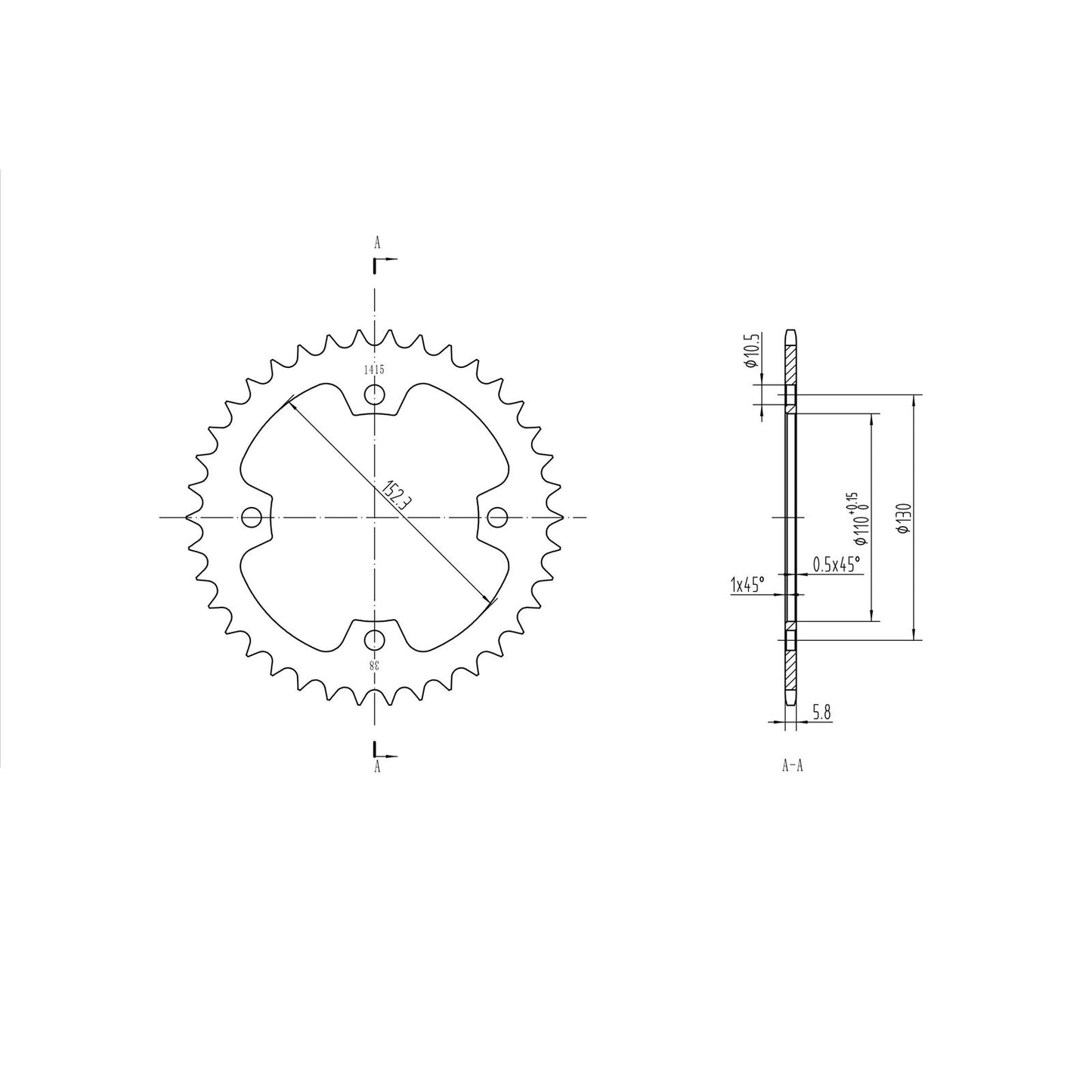 BikeMaster Rear Sprocket 520 - 38-Tooth 241 415 38_130914