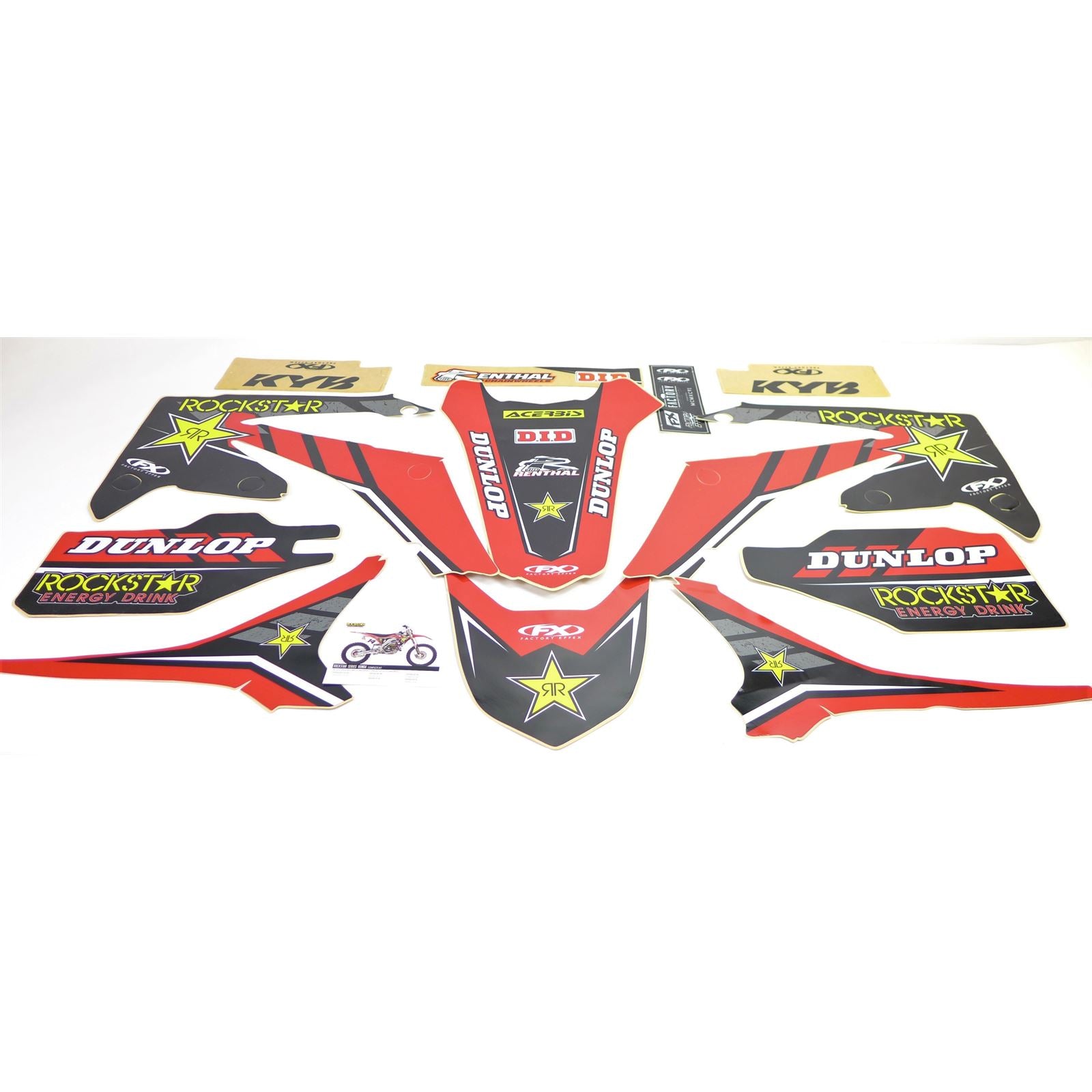 Factory Effex FX 16 Rockstar Complete Shroud/Trim/Lower Fork Graphic Kit For Honda 19-07336_1171840