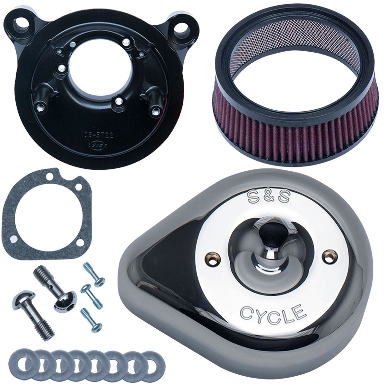 S&S Cycle Air Cleaner Kit Stealth Teardrop - Chrome  170-0524B_1534939