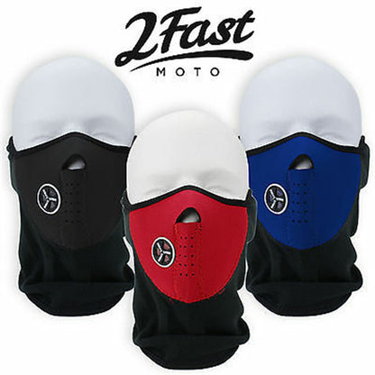 2FastMoto Ventilated Black Neoprene Half Face Mask w/Fleece Neck Warmer 66-5116b_633665