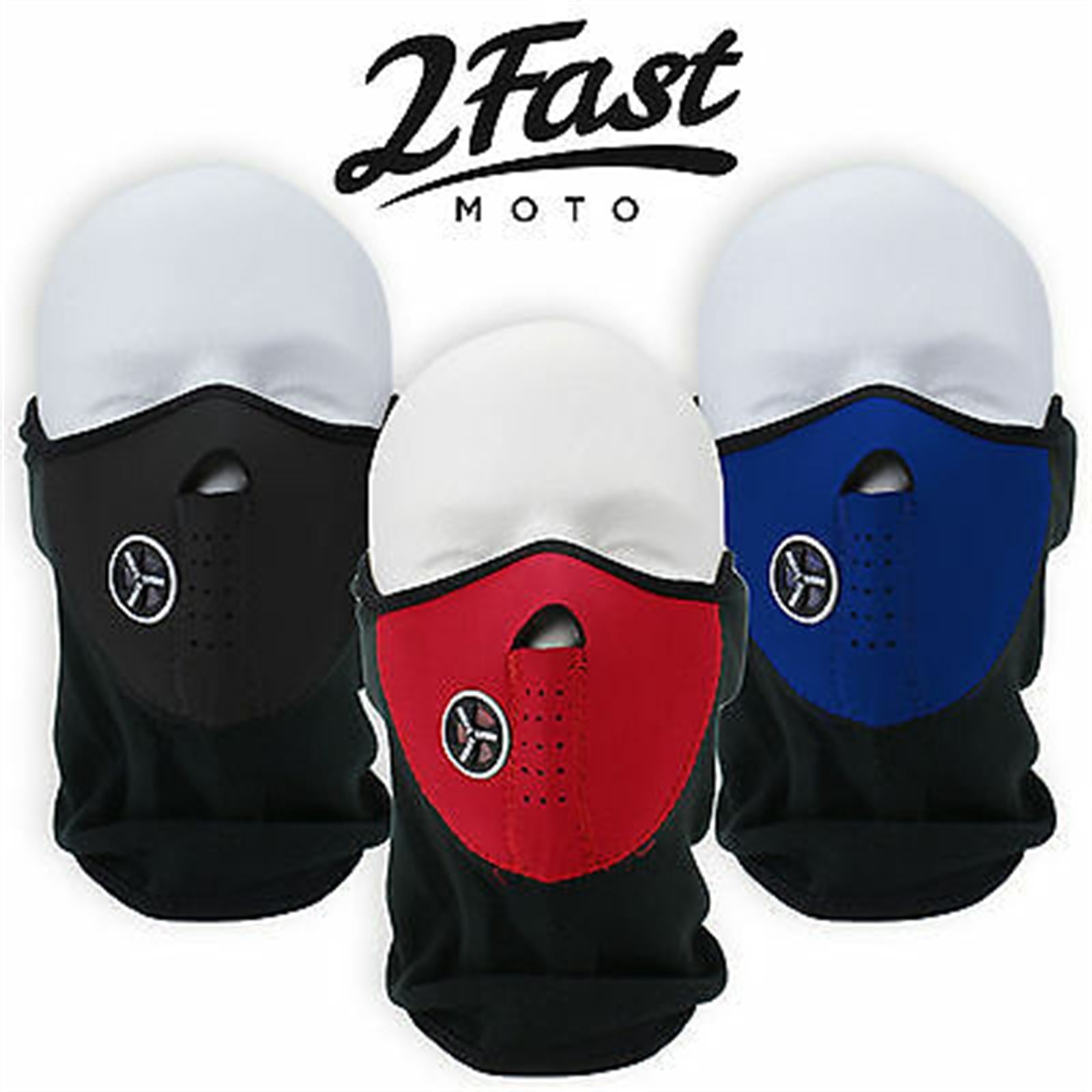 2FastMoto Ventilated Black Neoprene Half Face Mask w/Fleece Neck Warmer 66-5116b_645069