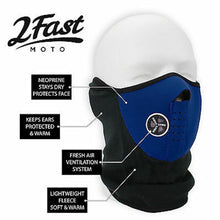 2FastMoto Sport Half Face Fleece Neoprene Mask With Mesh Ventilation MX ATV 66-5116u_622231