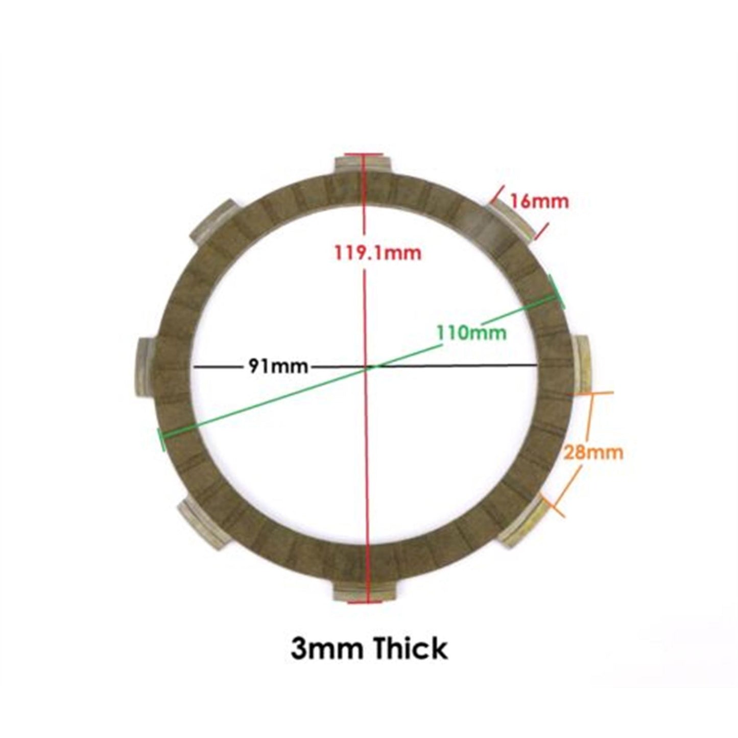 2FastMoto Clutch Friction Disc Plate For Kawasaki/Honda ATV, ATC 3, 4-Wheeler  24-1000P_629214