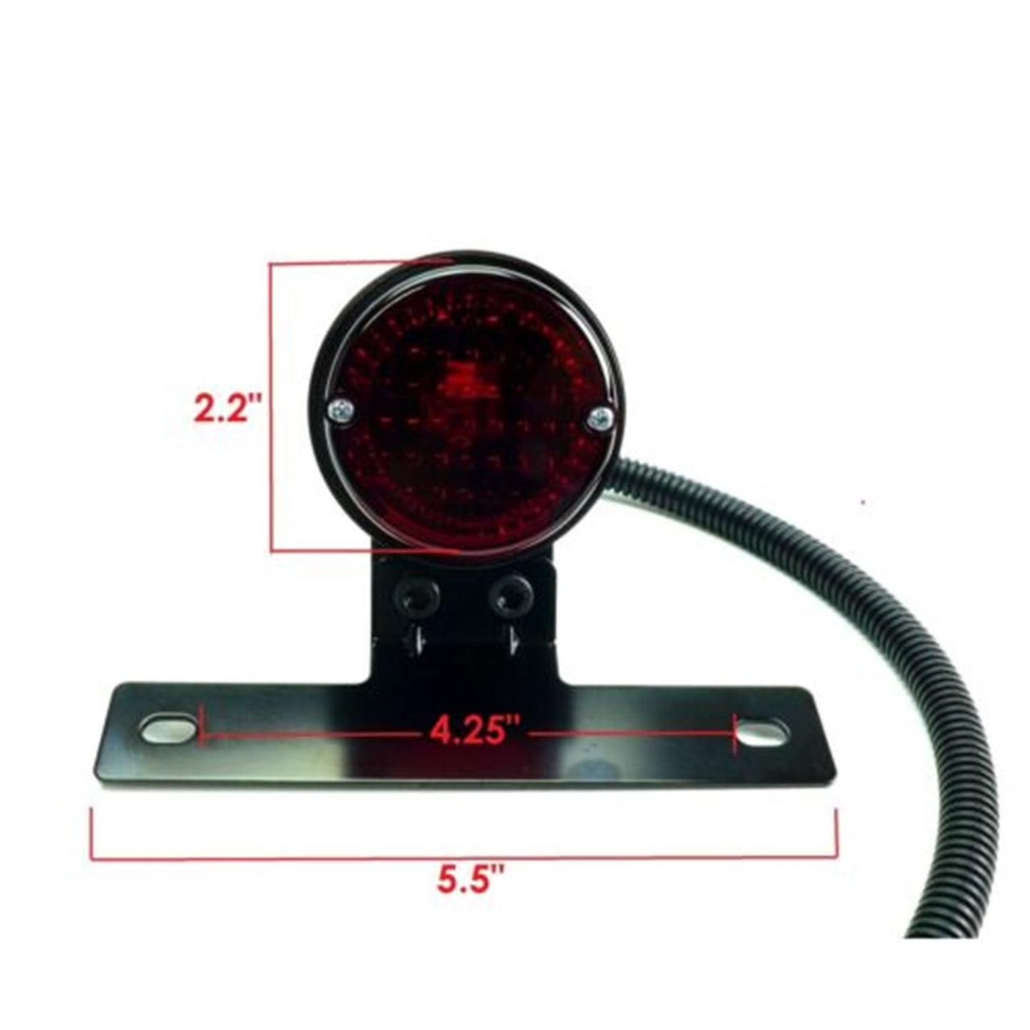 2FastMoto Round Black Classic Retro Style 12 Volt Tail/Brake Light and Bracket [MPN: 62-21512]_645446