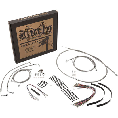 Burly Brand Complete SS Braided Cable/Brake Line Kit for 13" Ape Hanger Handlebars B30-1232_357467