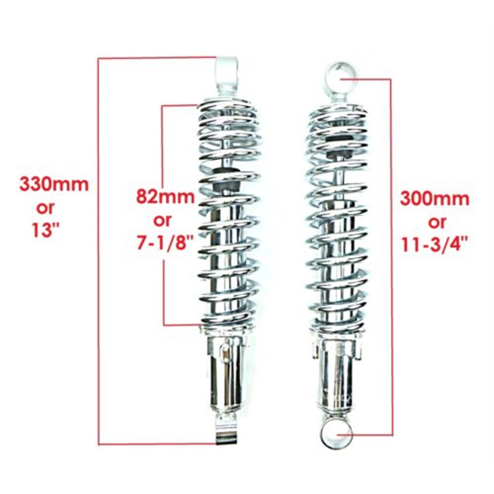 2FastMoto 300mm Chrome Shock Absorbers Spring - Eye-to-Eye No Shroud For Kawasaki 06-3585_666911