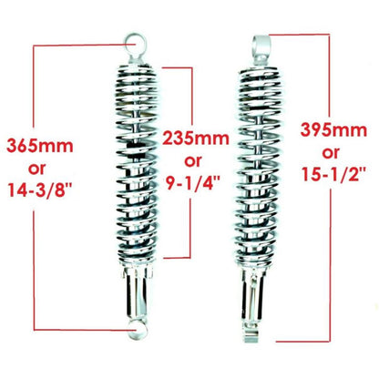 2FastMoto MDI Shocks - 365mm Chrome Body / Chrome Spring / Eye to Eye / No Shroud 06-3592_859746