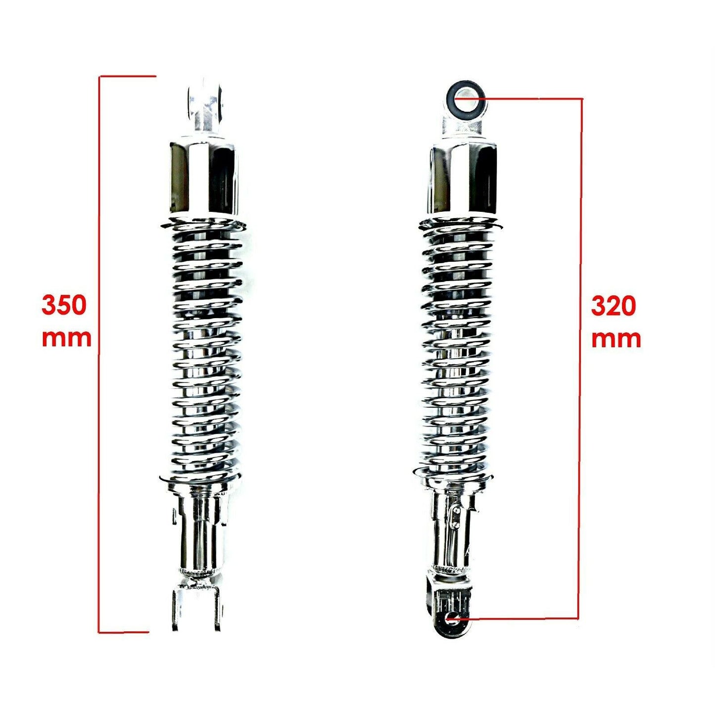 2FastMoto Pair of Adjustable Chrome Shocks Eye - Clevis with Shroud 12.6" 320mm [MPN: 06-3594CC]_631080
